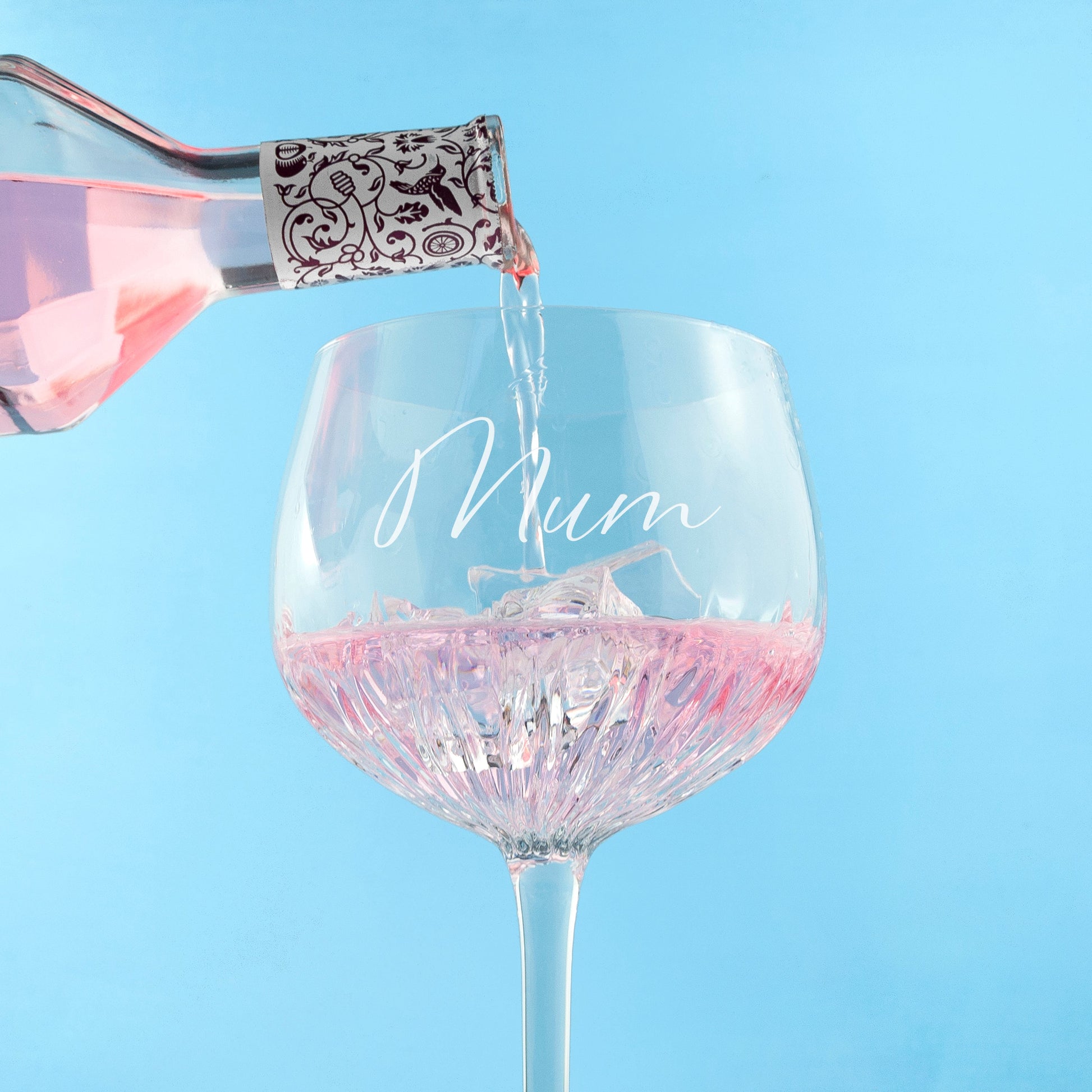 Personalized Crystal Gin Goblet  Wine Glasses Deeply Engraved