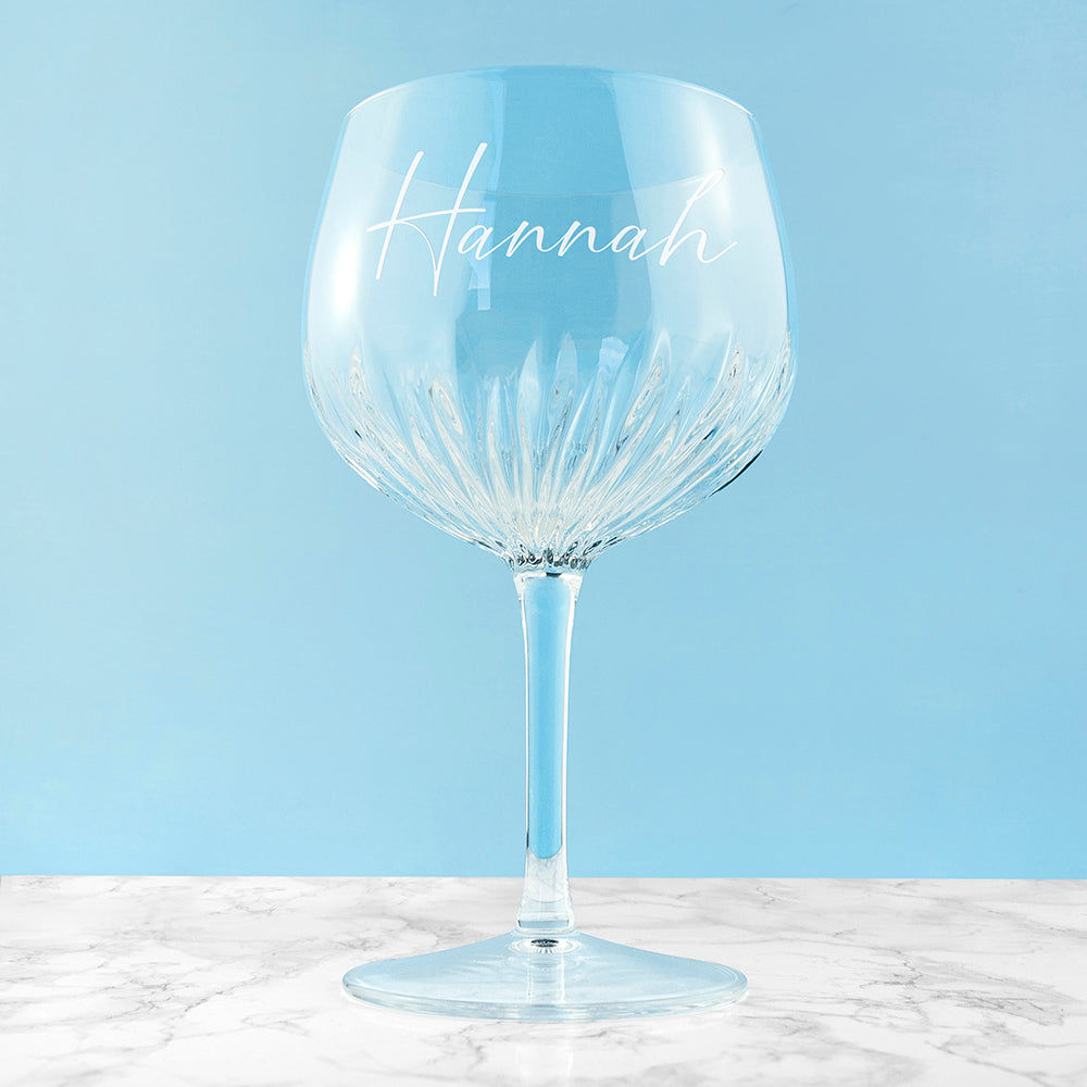 Personalized Crystal Gin Goblet  Wine Glasses Deeply Engraved