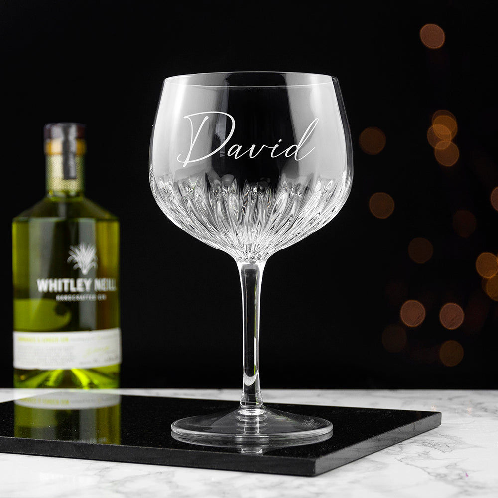 Personalized Crystal Gin Goblet  Wine Glasses Deeply Engraved