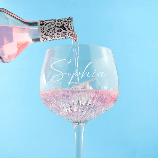 Personalized Crystal Gin Goblet  Wine Glasses Deeply Engraved