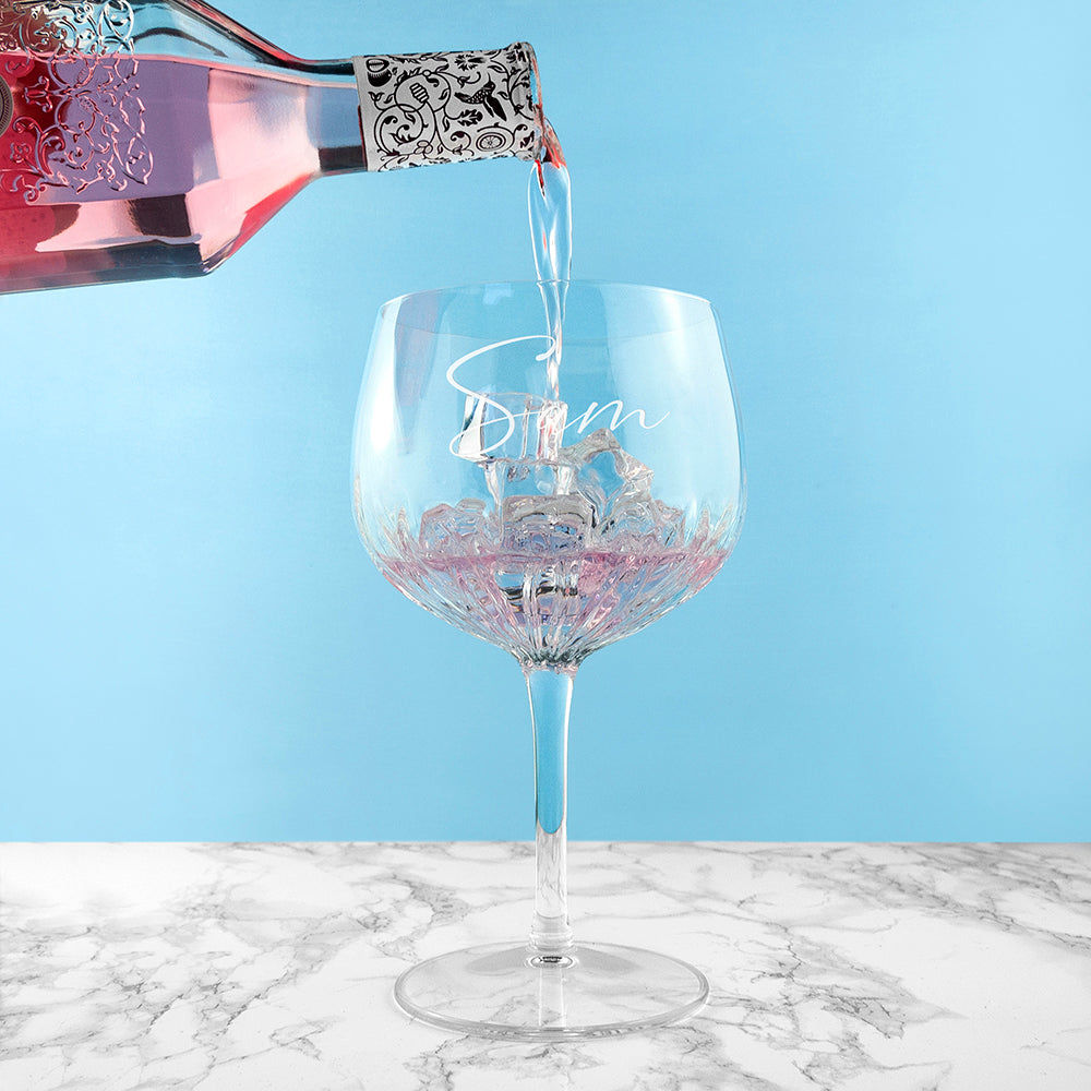 Personalized Crystal Gin Goblet  Wine Glasses Deeply Engraved