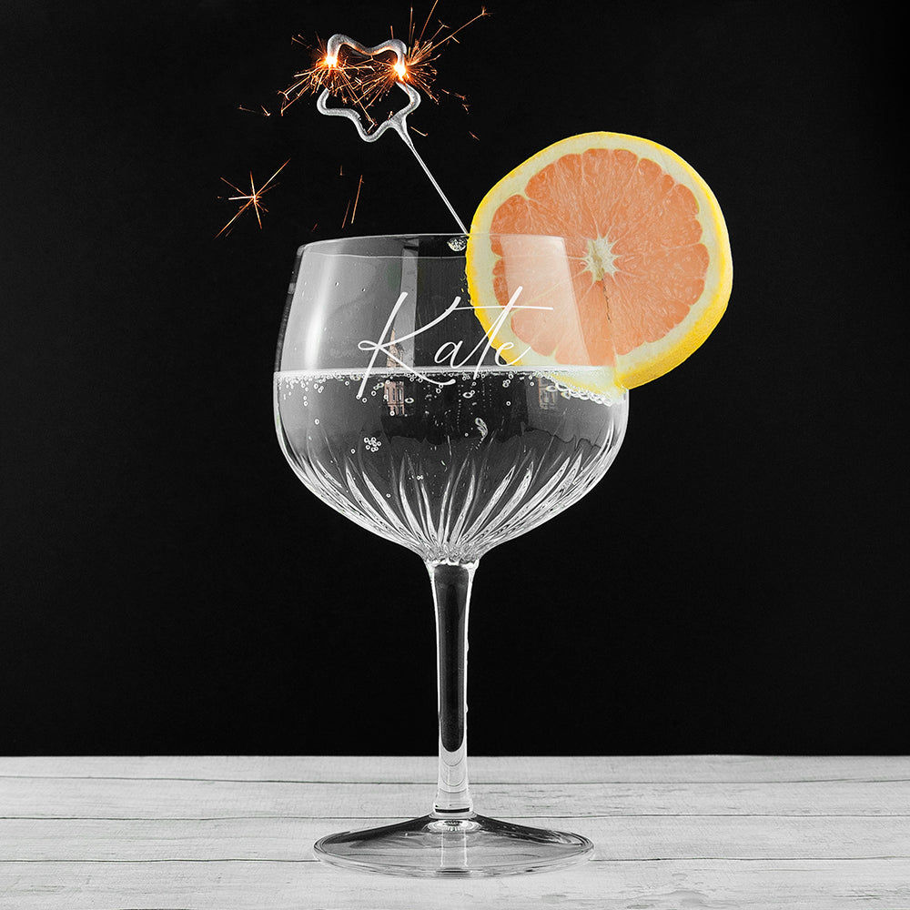 Personalized Crystal Gin Goblet  Wine Glasses Deeply Engraved