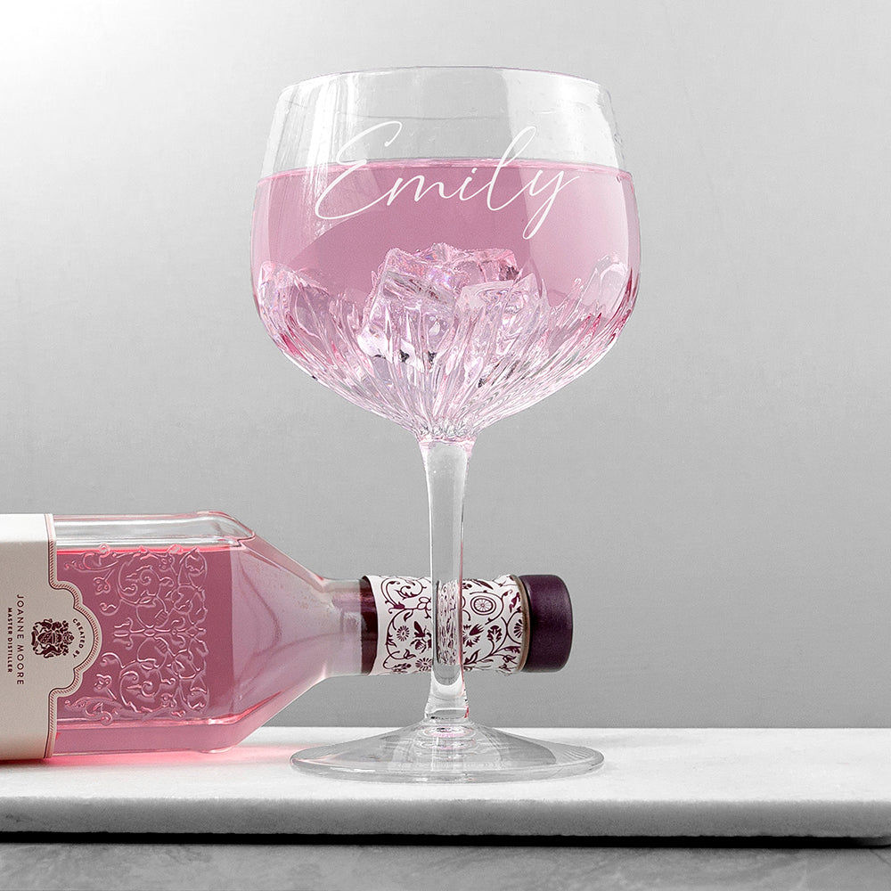 Personalized Crystal Gin Goblet  Wine Glasses Deeply Engraved