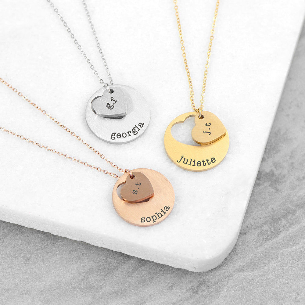 Personalized Cut-Out Heart Shape Necklace  Necklaces Deeply Engraved