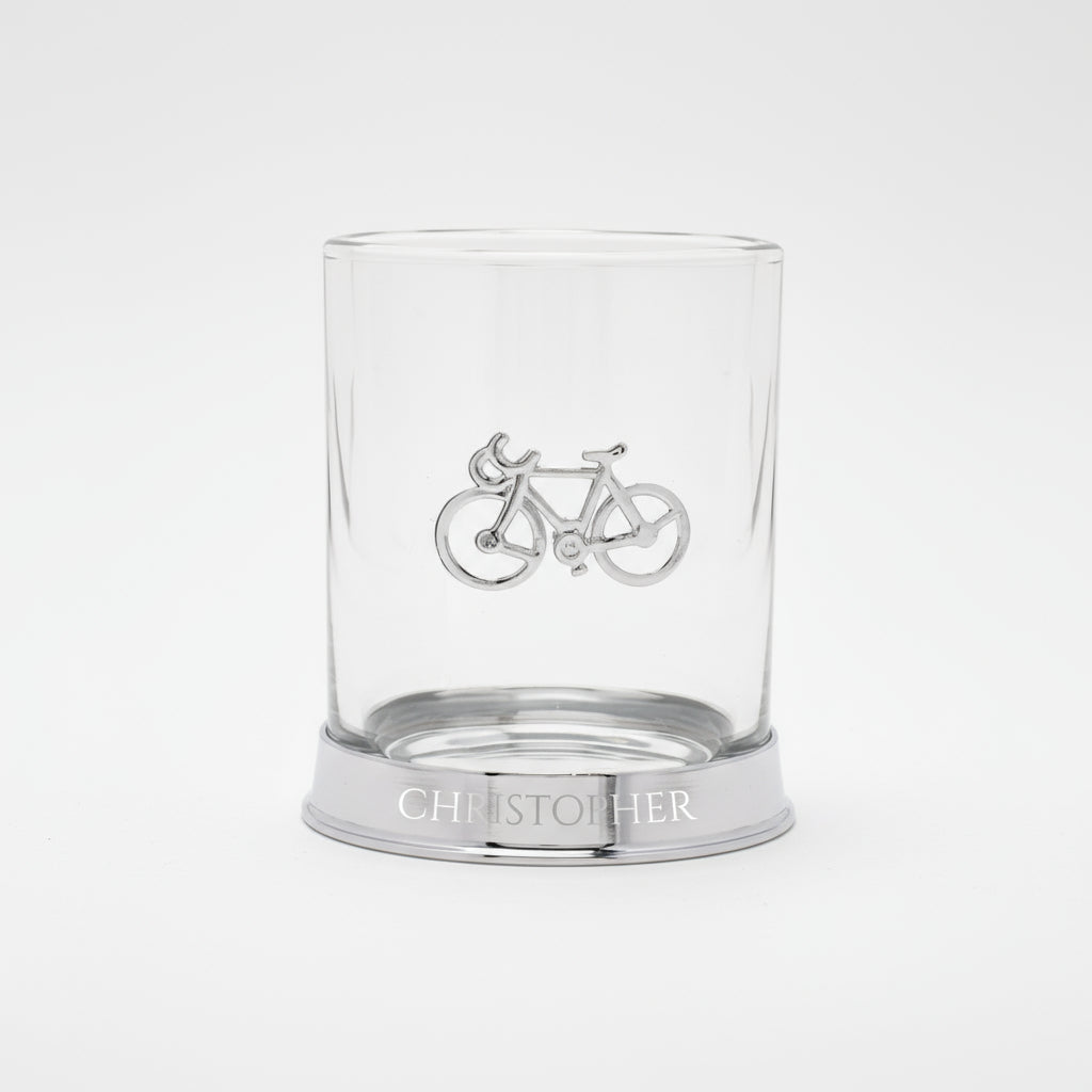 Personalized Cycling Whiskey Glass  Glass Tumblers Deeply Engraved