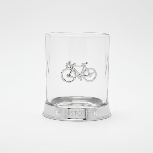 Personalized Cycling Whiskey Glass  Glass Tumblers Deeply Engraved