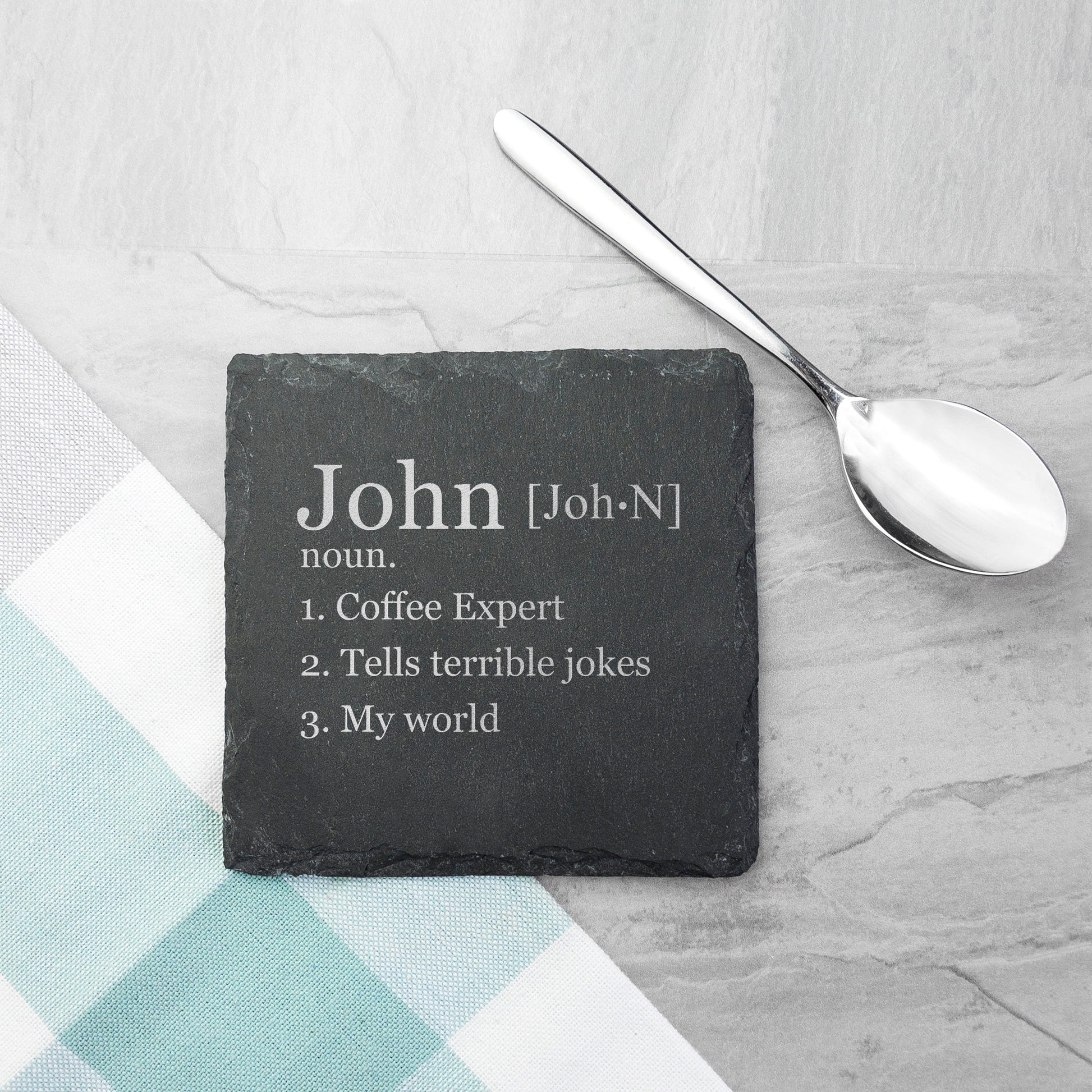 Personalized Definition Square Slate Keepsake Coaster  Coasters Deeply Engraved