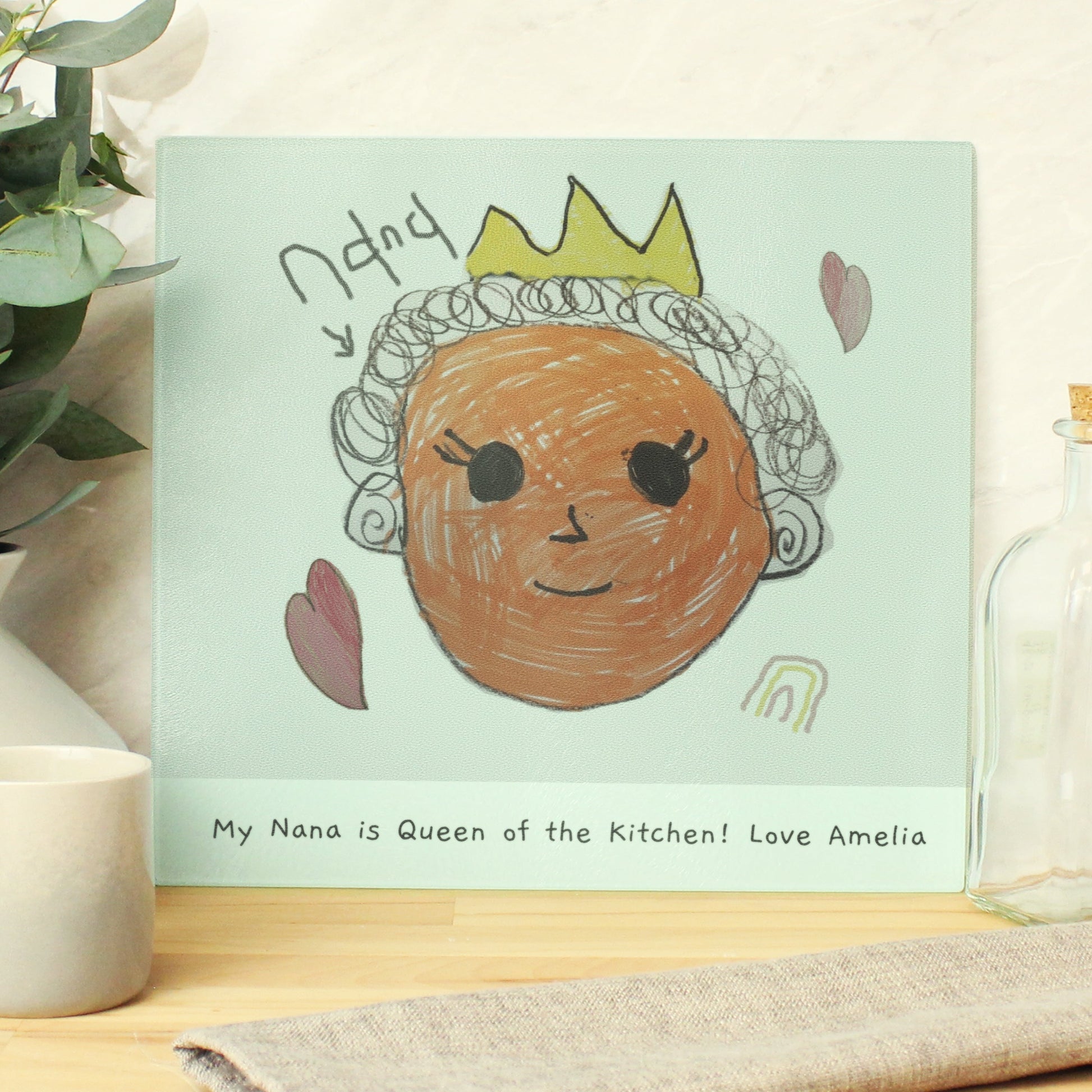Personalized Drawing Photo Glass Chopping Board/Worktop Saver  Chopping Boards Deeply Engraved