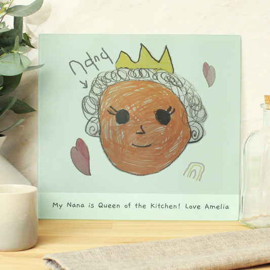 Personalized Drawing Photo Glass Chopping Board/Worktop Saver  Chopping Boards Deeply Engraved