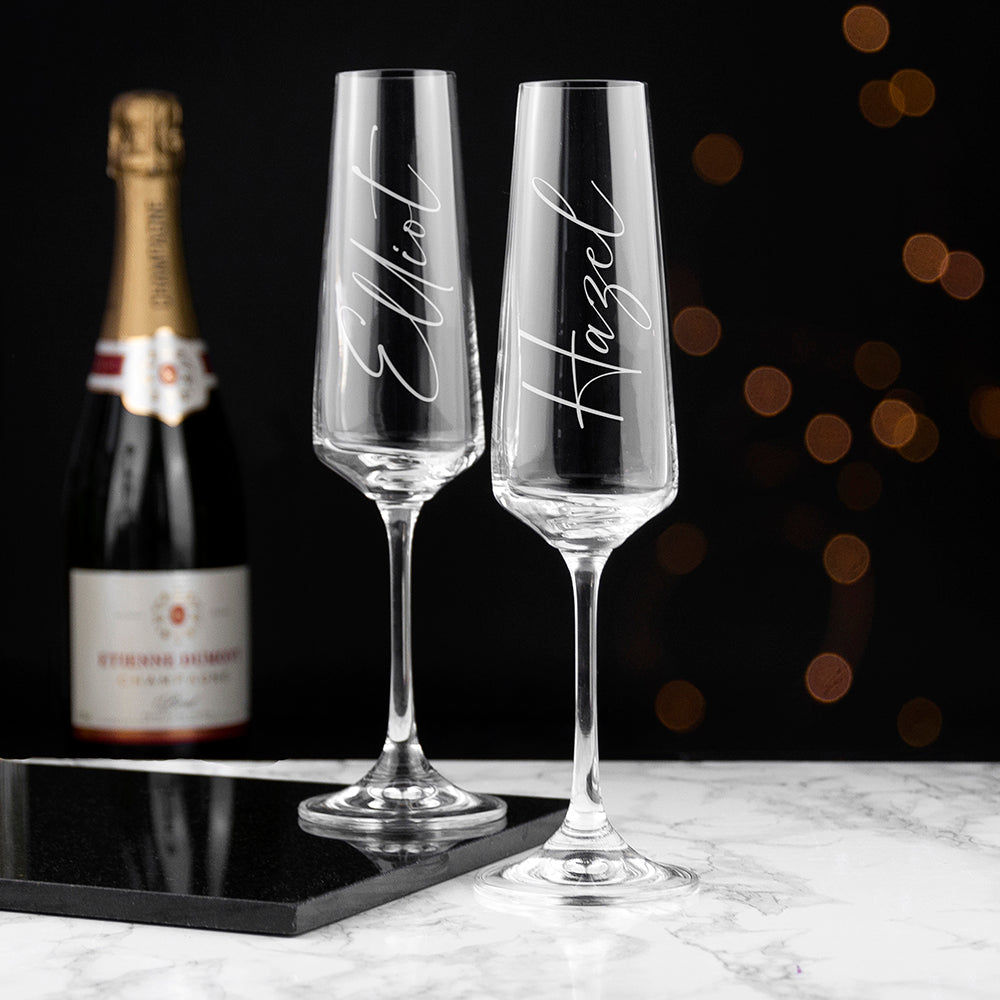 Personalized Elegant Champagne Flute - 160ml  Champagne Flute Deeply Engraved
