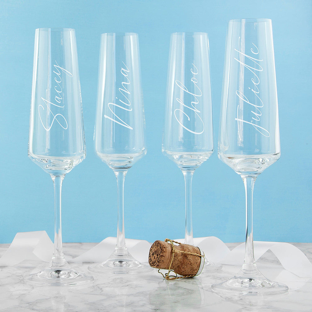 Personalized Elegant Champagne Flute - 160ml  Champagne Flute Deeply Engraved
