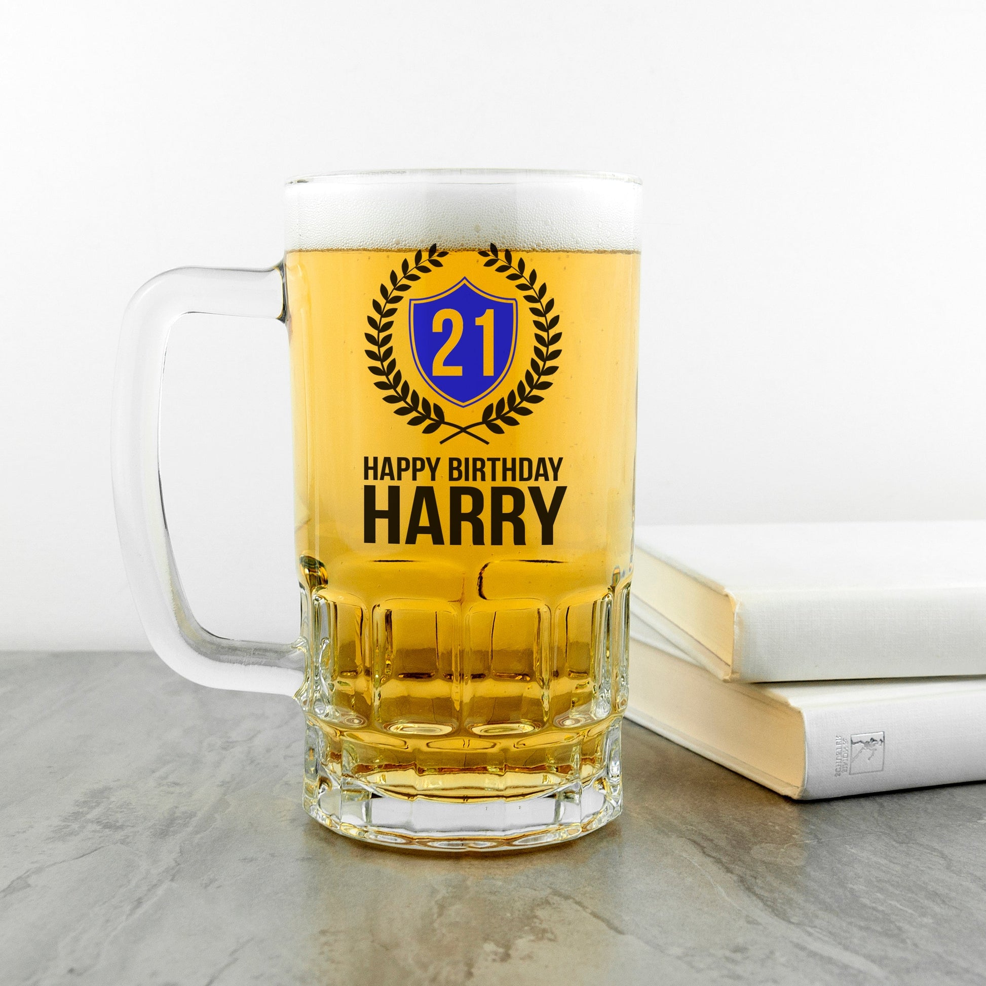 Personalized Emblem Birthday Beer Stein - 2.1 lbs  Beer Mugs Deeply Engraved