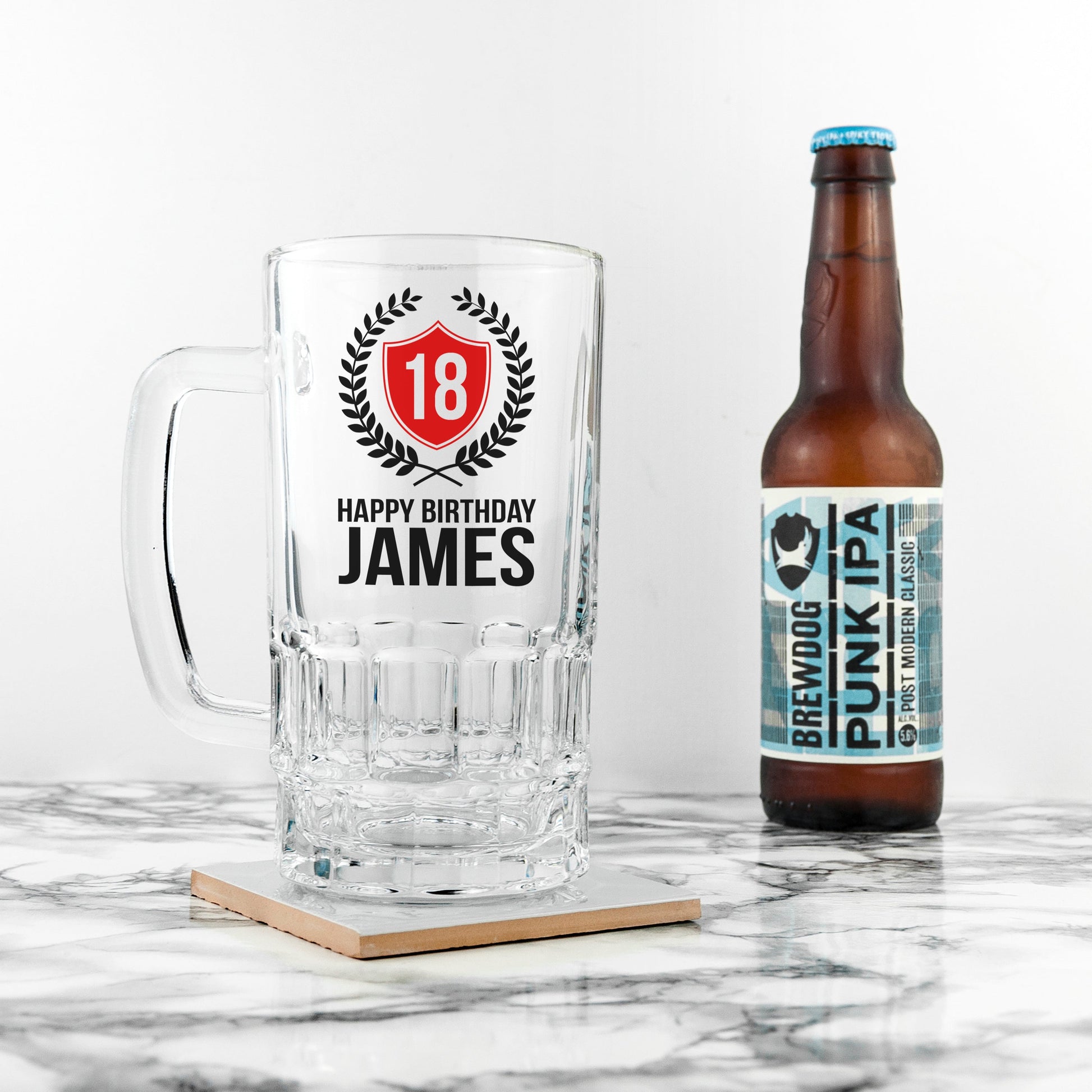 Personalized Emblem Birthday Beer Stein - 2.1 lbs  Beer Mugs Deeply Engraved