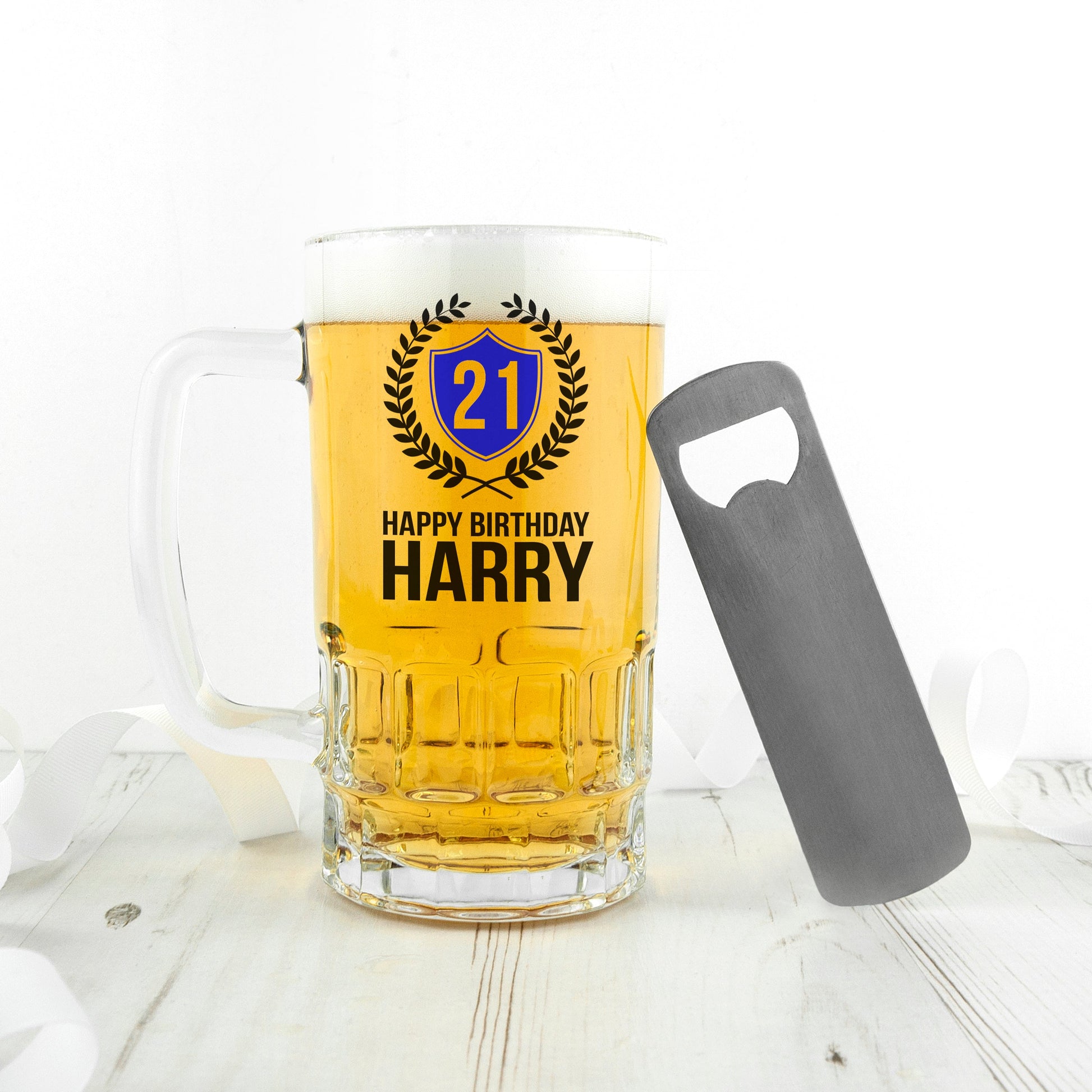 Personalized Emblem Birthday Beer Stein - 2.1 lbs  Beer Mugs Deeply Engraved