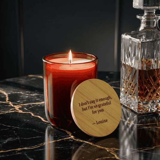 Personalized Engraved Soy Candle — 14oz  Scented Candles Deeply Engraved