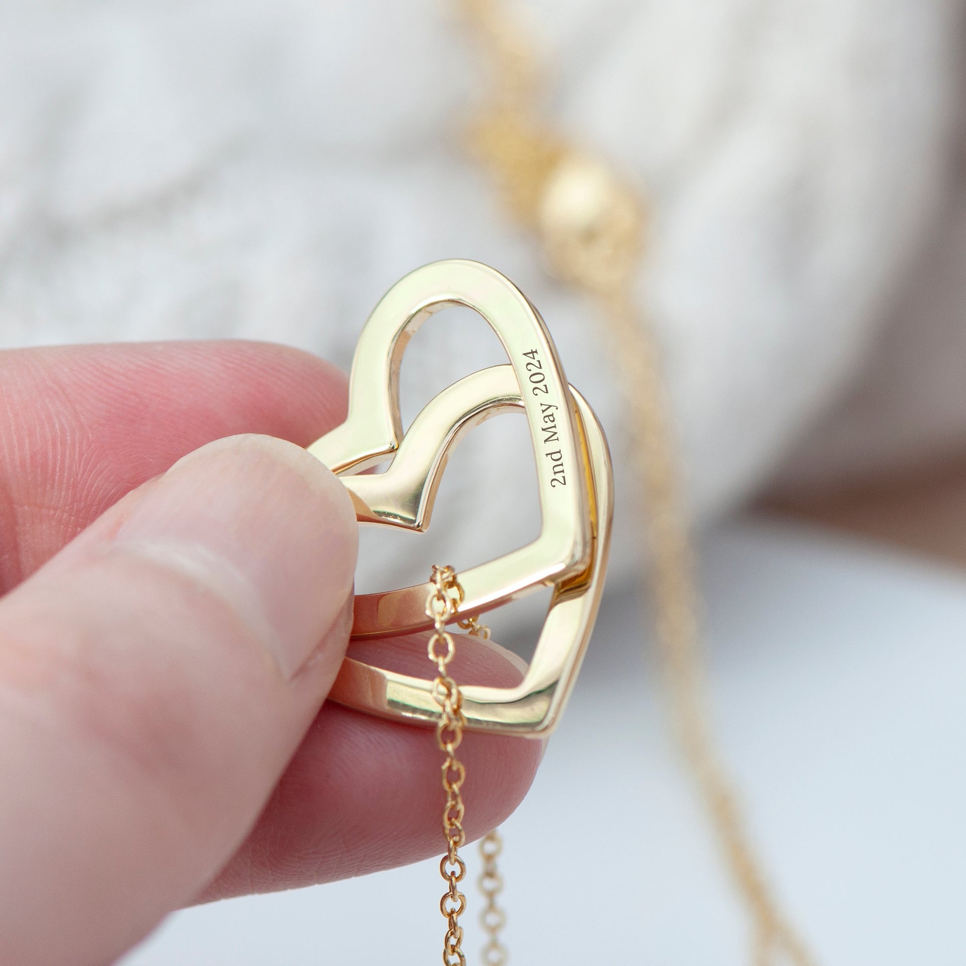 Personalized Entwined Hearts Necklace  Necklaces Deeply Engraved