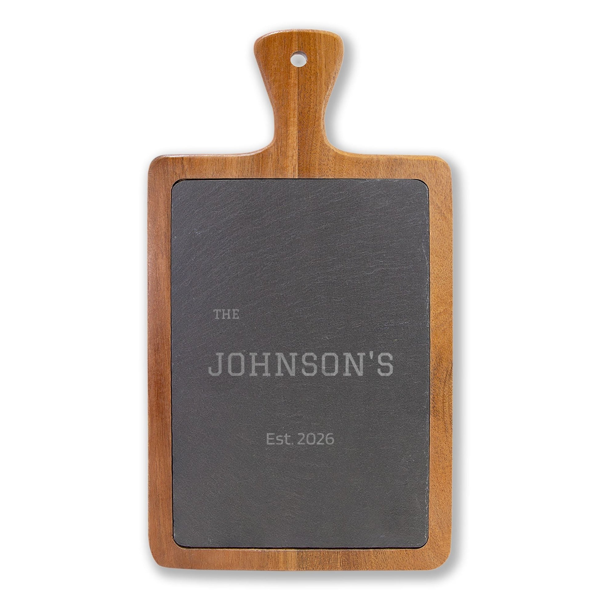 Personalized Family Name Charcuterie Board with Slate Insert  Charcuterie Board Deeply Engraved