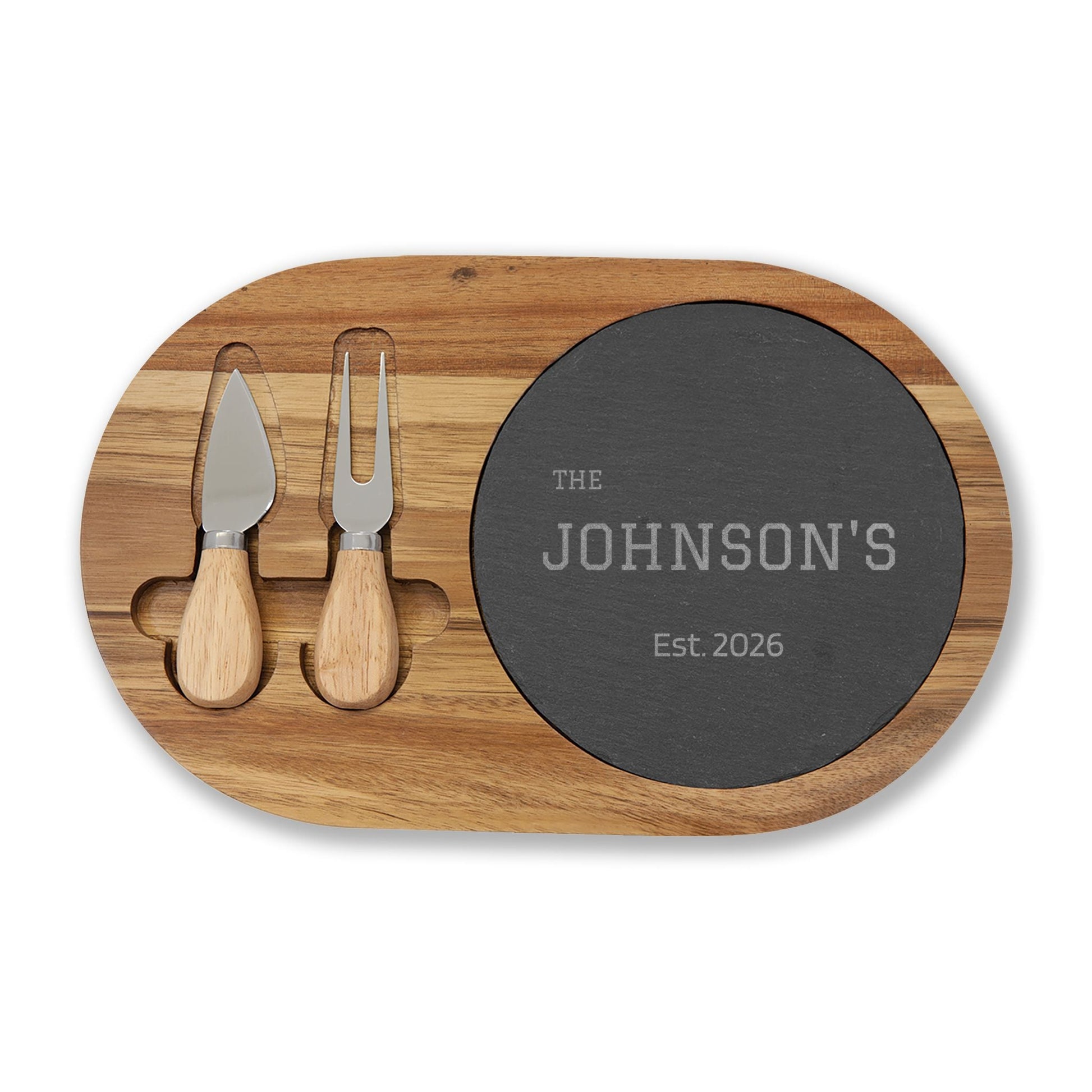 Personalized Family Name Charcuterie Board with Slate Insert  Charcuterie Board Deeply Engraved