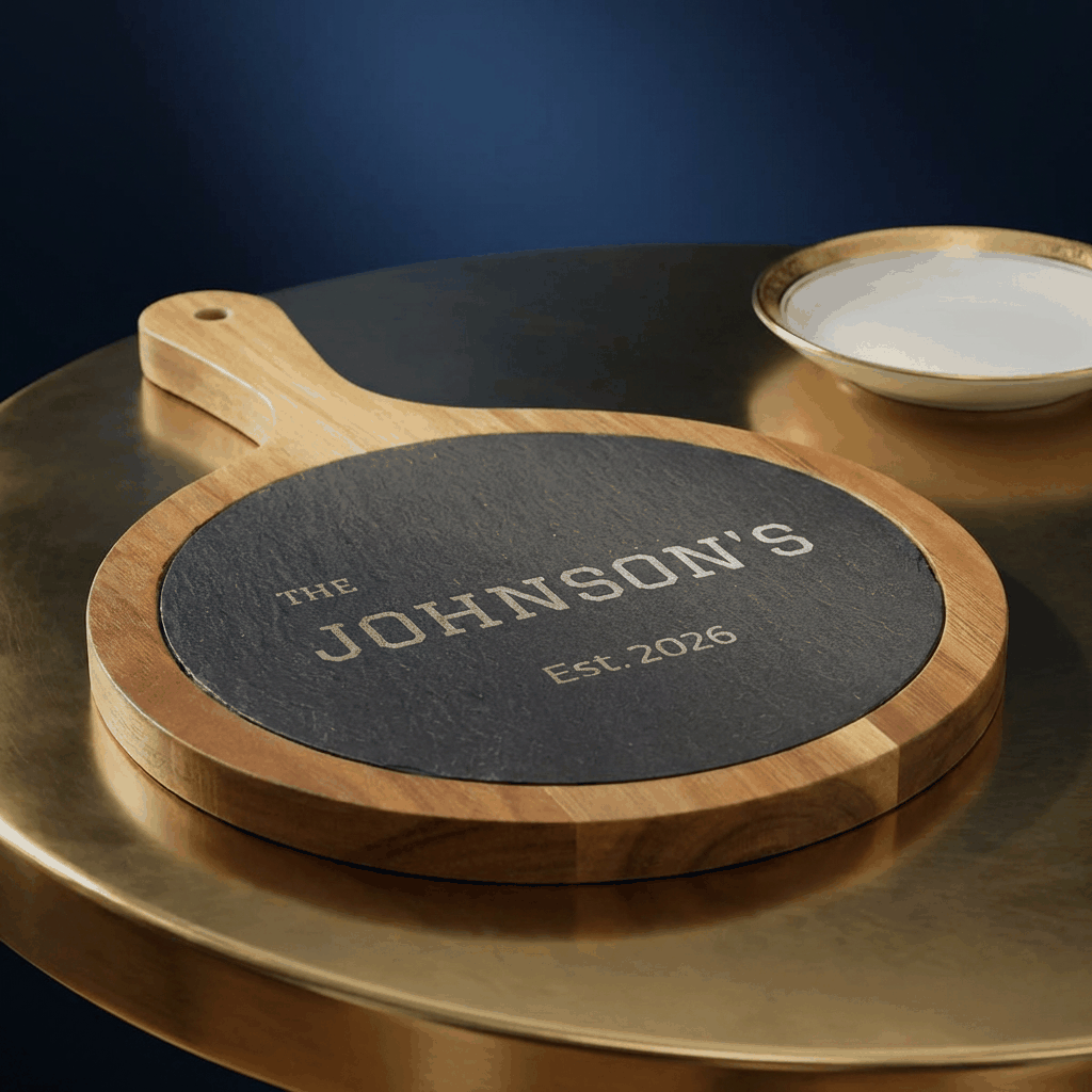 Personalized Family Name Charcuterie Board with Slate Insert  Charcuterie Board Deeply Engraved