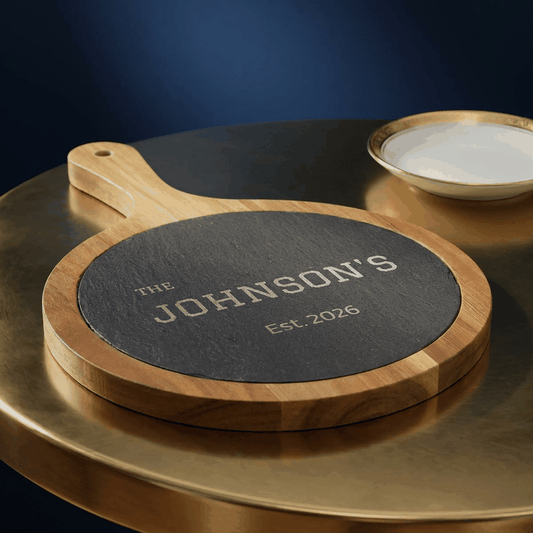 Personalized Family Name Charcuterie Board with Slate Insert  Charcuterie Board Deeply Engraved