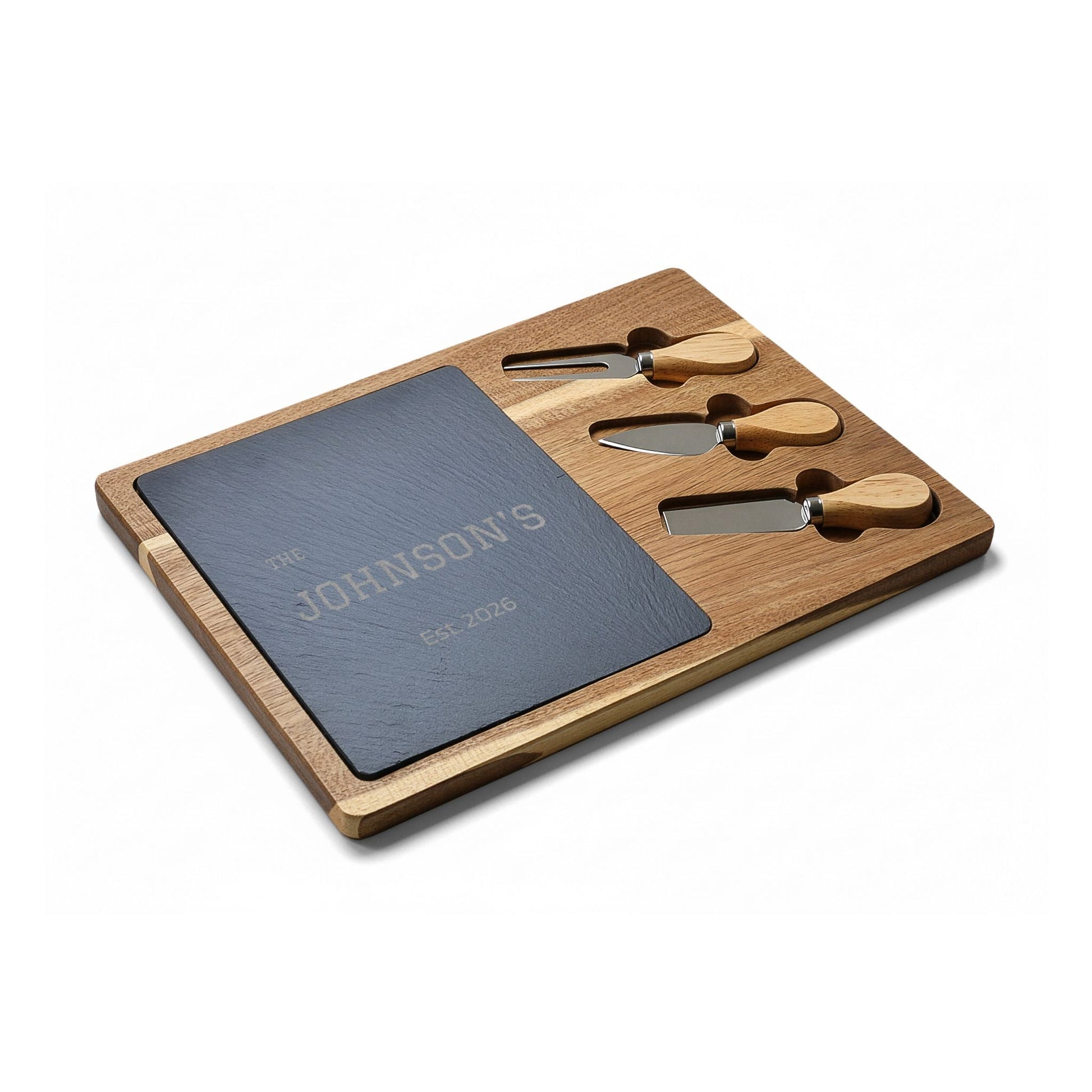 Personalized Family Name Charcuterie Board with Slate Insert  Charcuterie Board Deeply Engraved