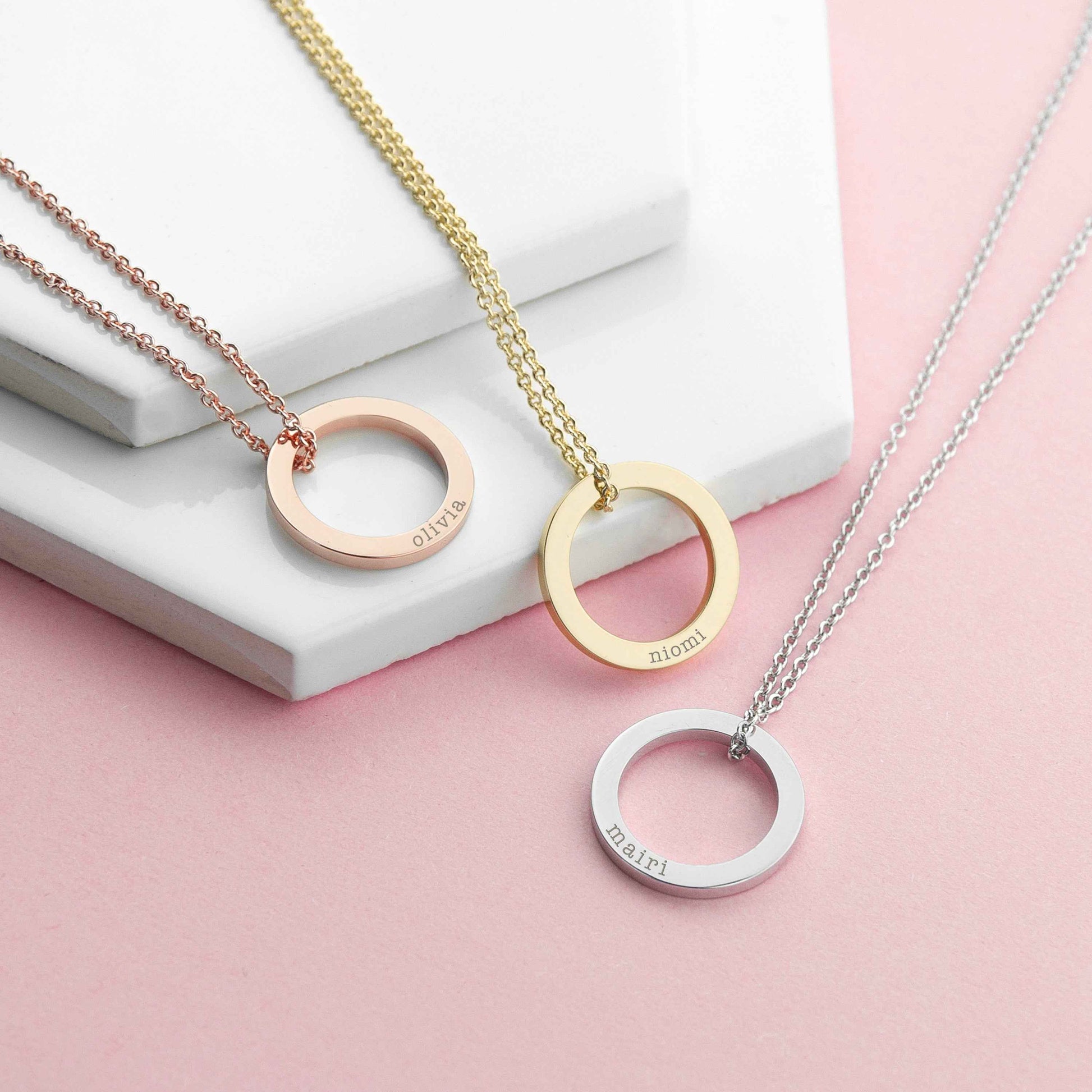 Personalized Family Ring Necklace  Necklaces Deeply Engraved