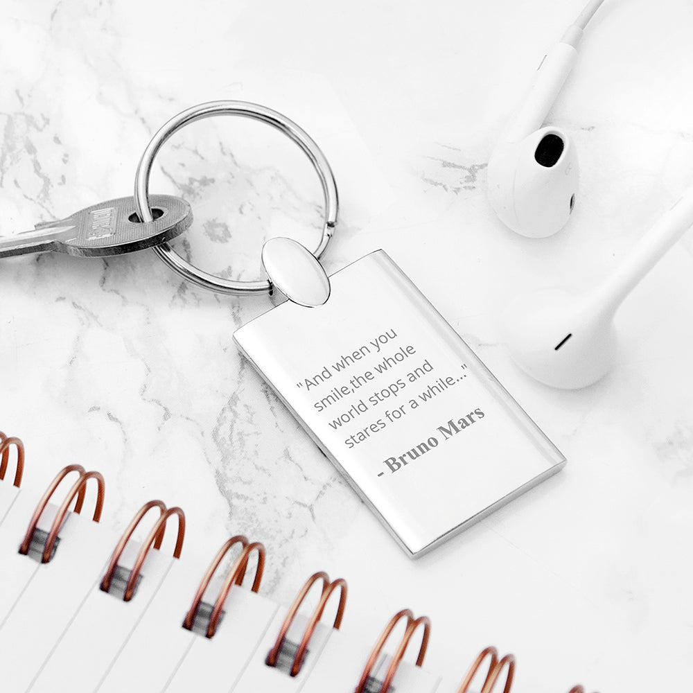 Personalized Favourite Lyric Rectangle Keyring  Keyrings Deeply Engraved