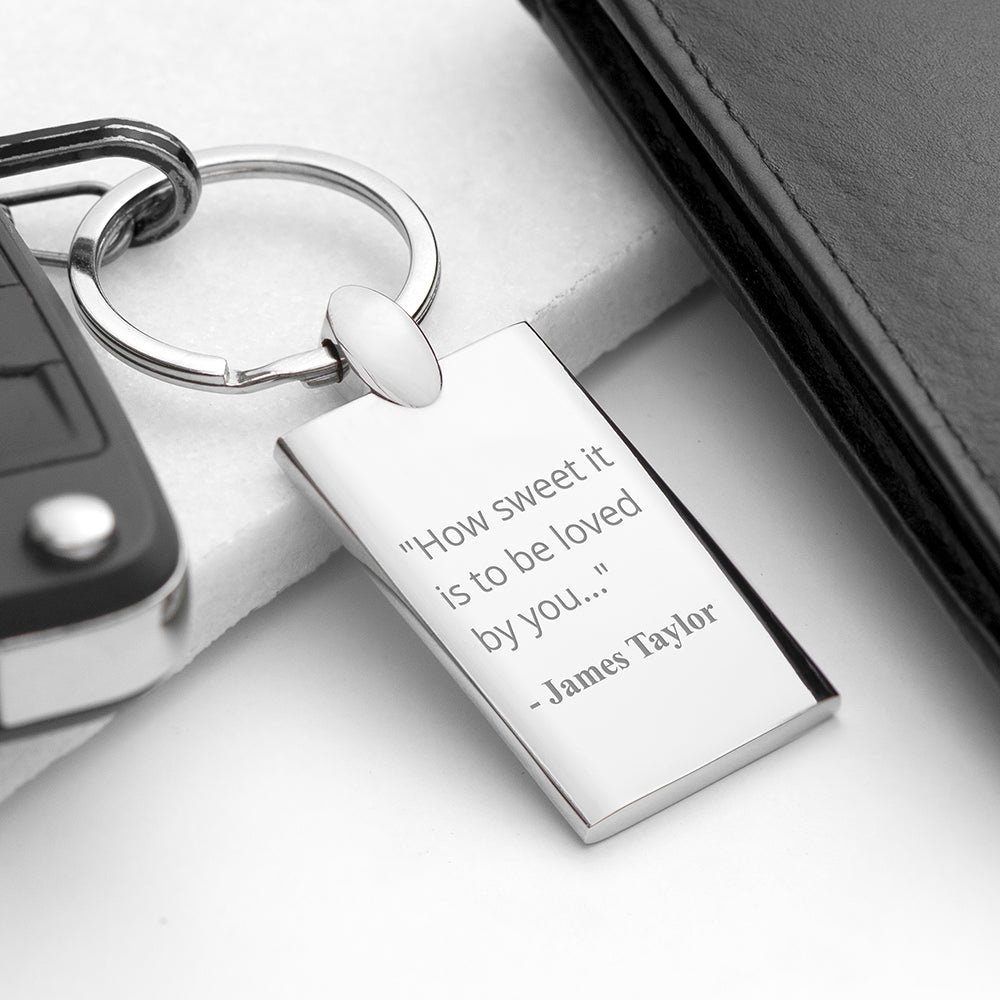 Personalized Favourite Lyric Rectangle Keyring  Keyrings Deeply Engraved