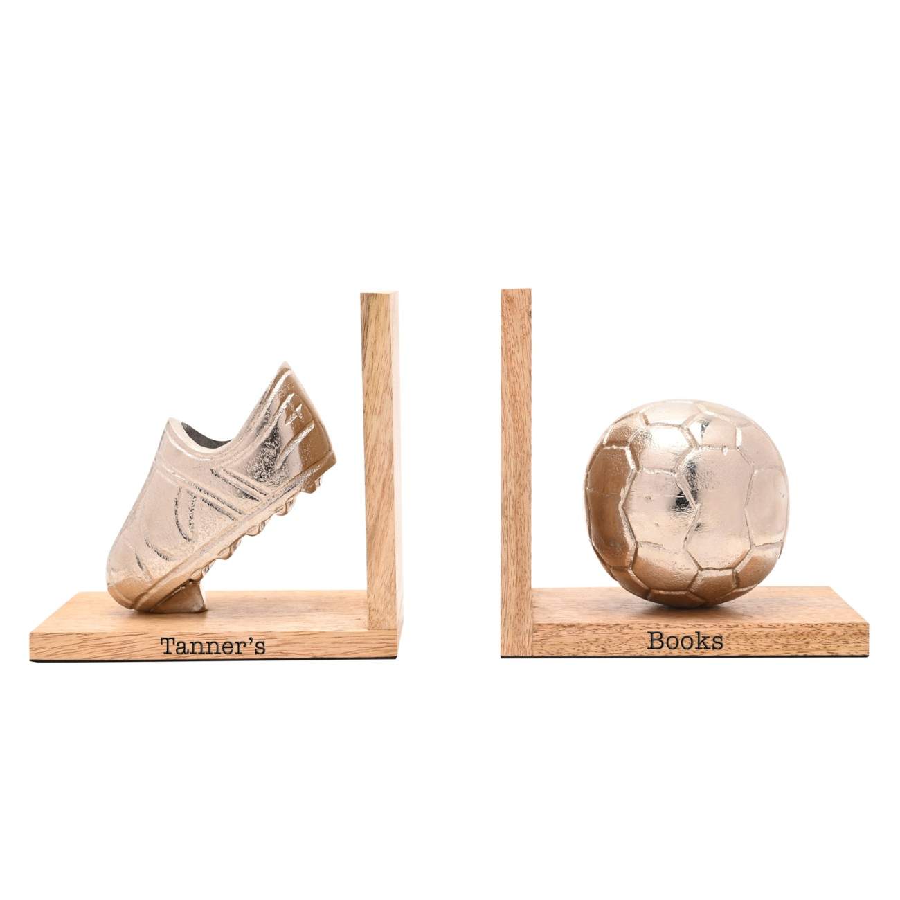 Personalized Football & Boot Wooden Bookends  Bookends Deeply Engraved