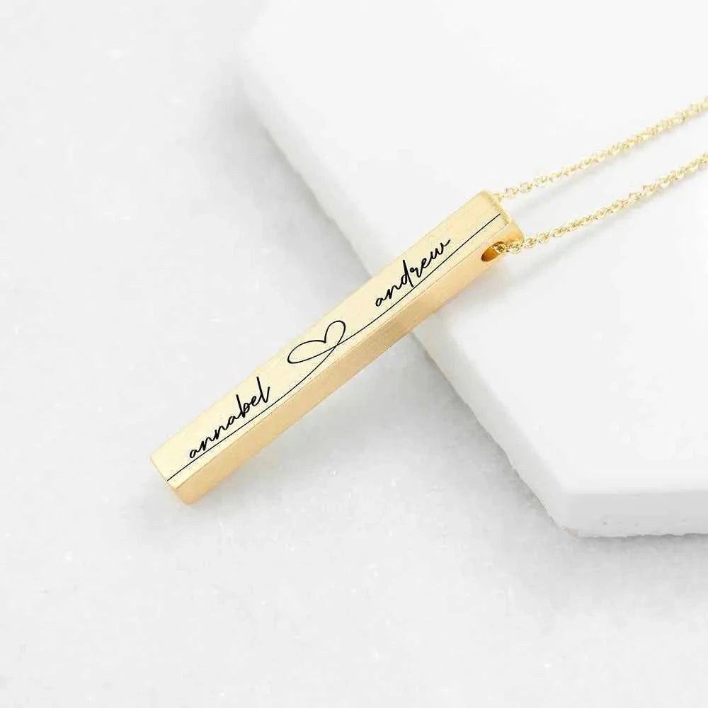Personalized Forever and Always Vertical Bar Necklace  Necklaces Deeply Engraved