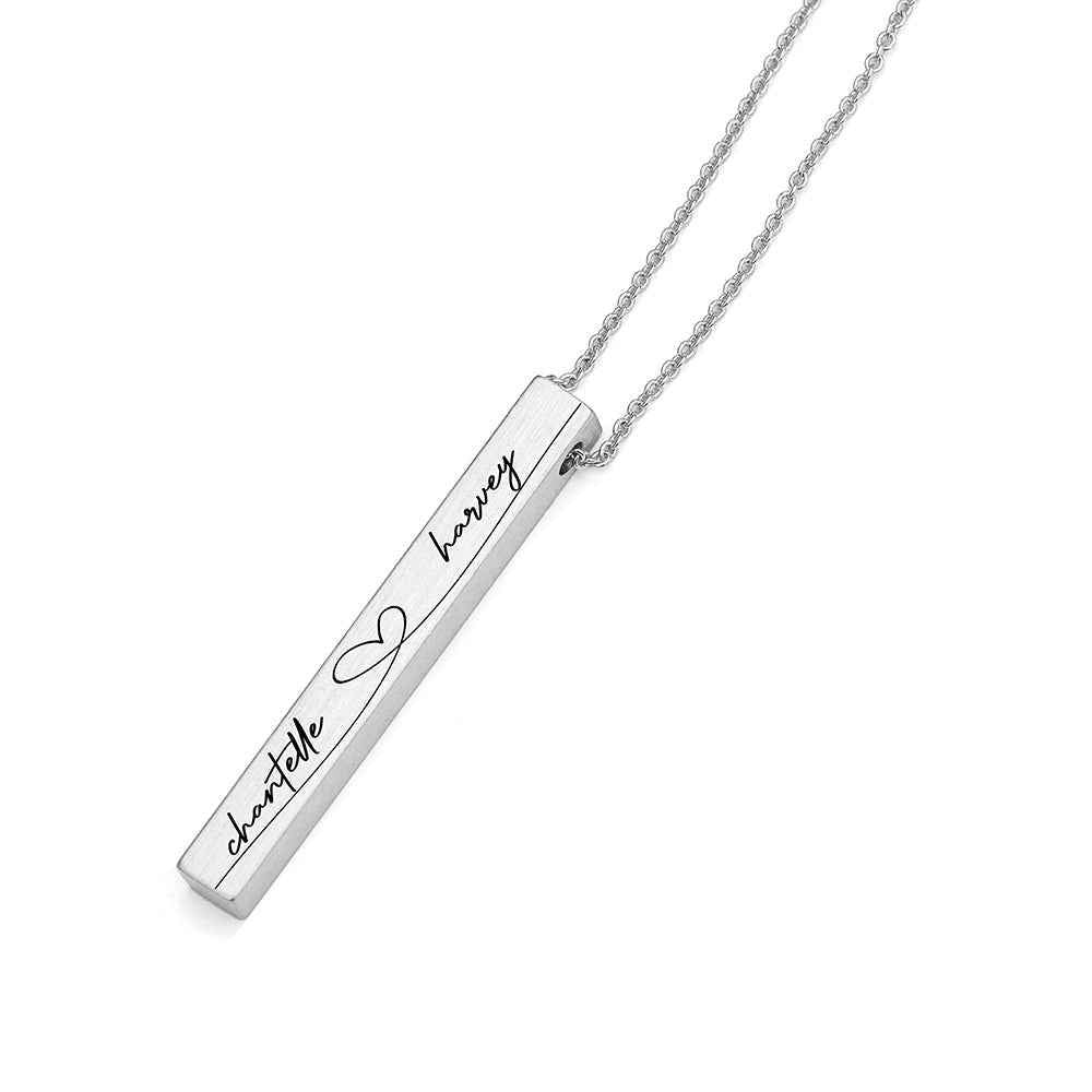 Personalized Forever and Always Vertical Bar Necklace  Necklaces Deeply Engraved