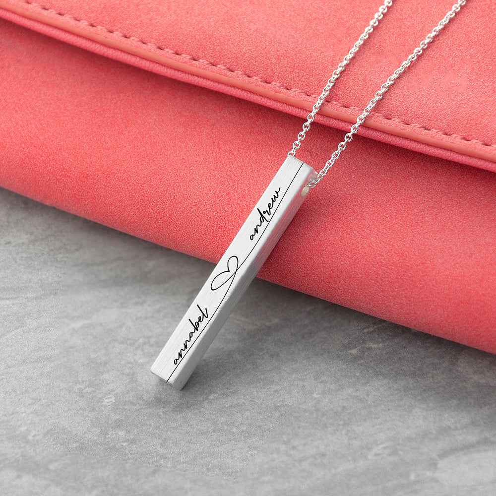 Personalized Forever and Always Vertical Bar Necklace  Necklaces Deeply Engraved