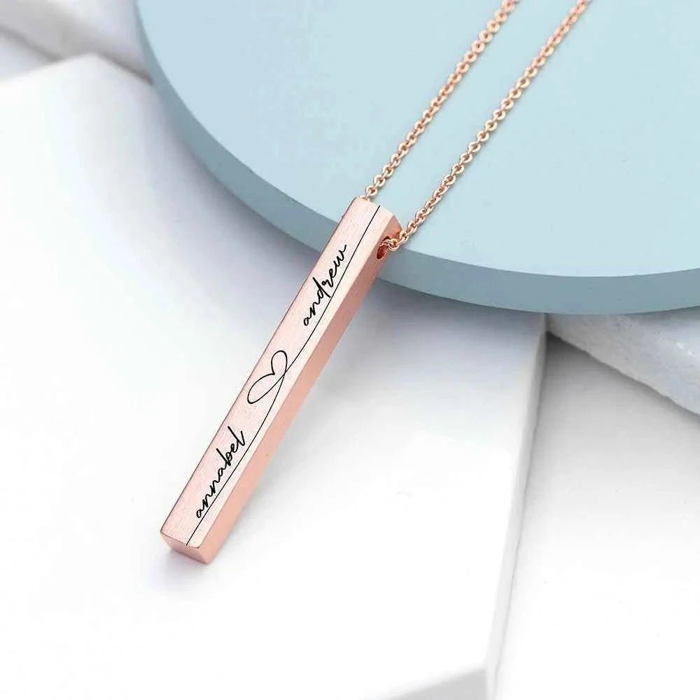 Personalized Forever and Always Vertical Bar Necklace  Necklaces Deeply Engraved