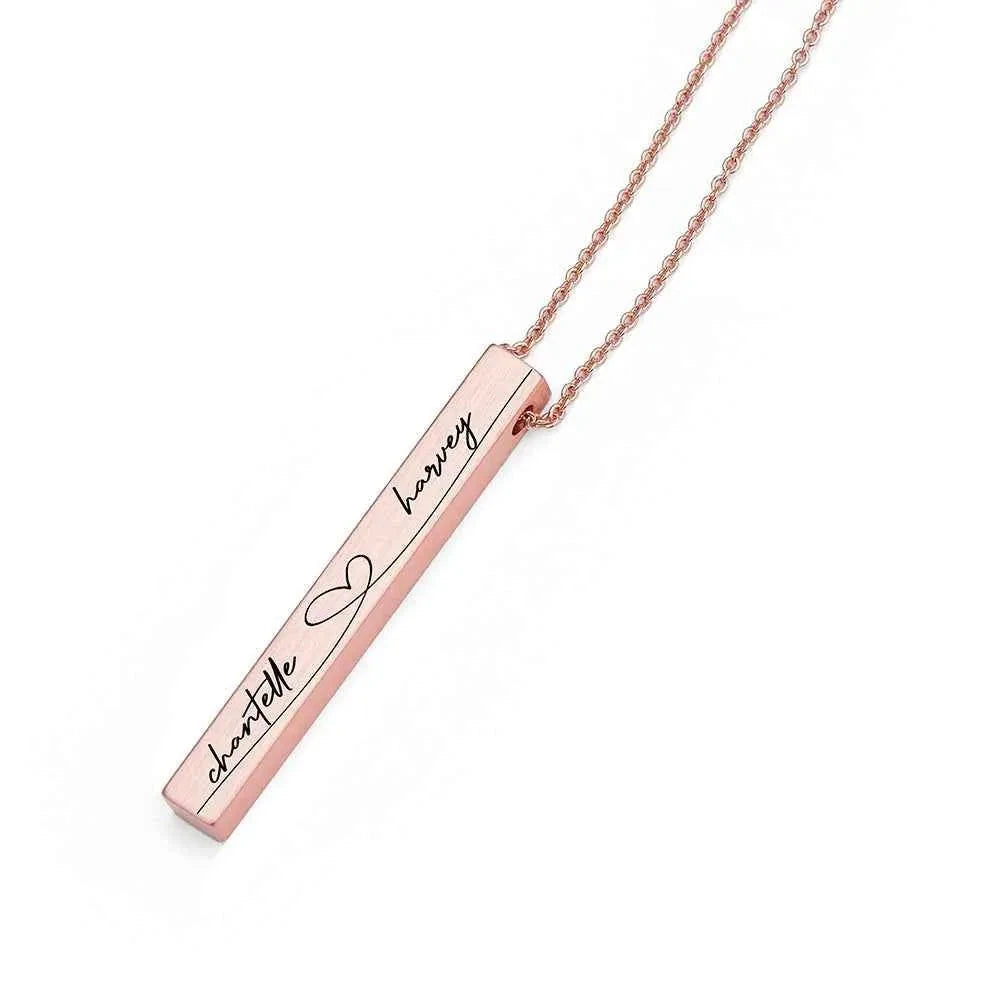 Personalized Forever and Always Vertical Bar Necklace  Necklaces Deeply Engraved