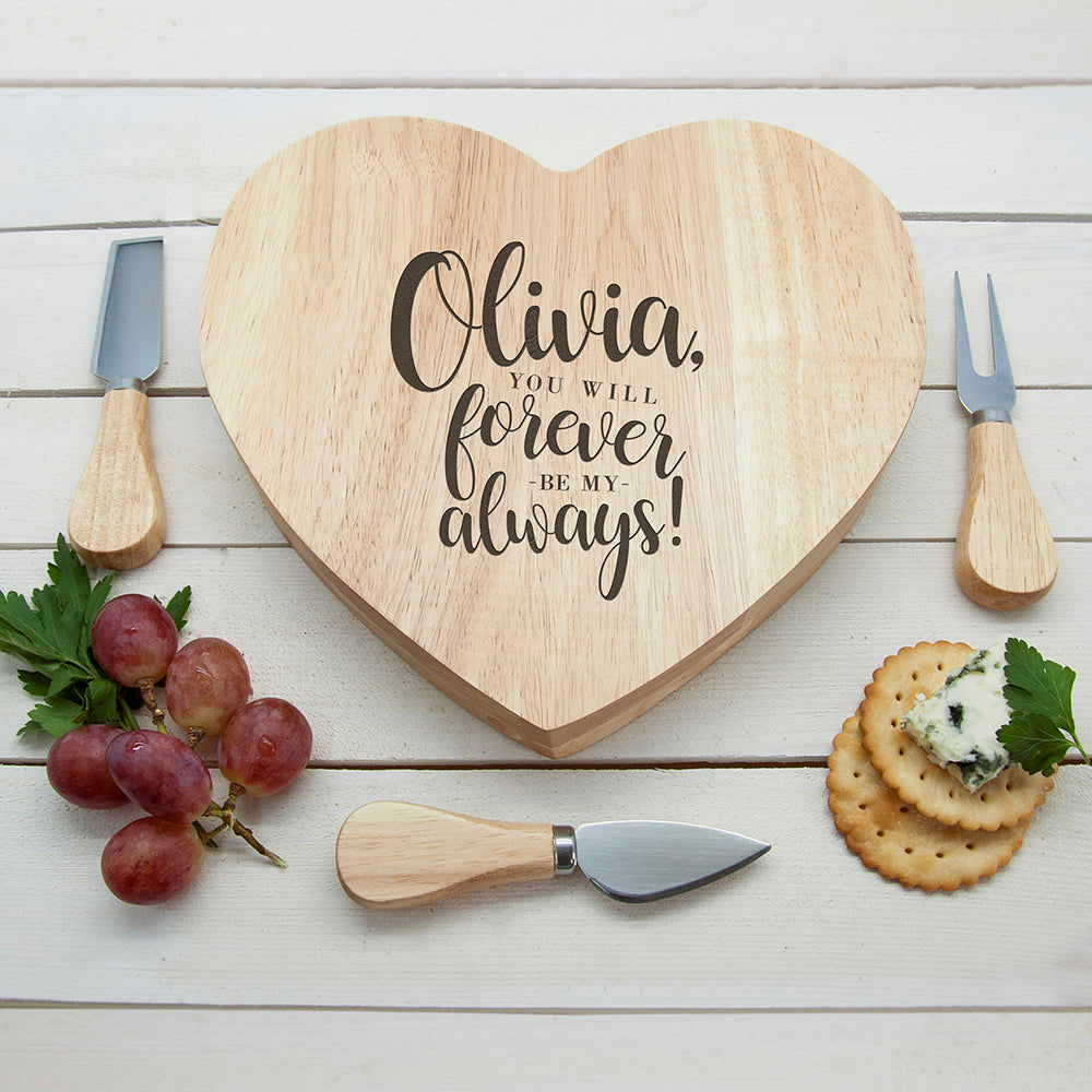 Personalized Forever My Always Cheese Board  Wooden Cheese Boards Deeply Engraved