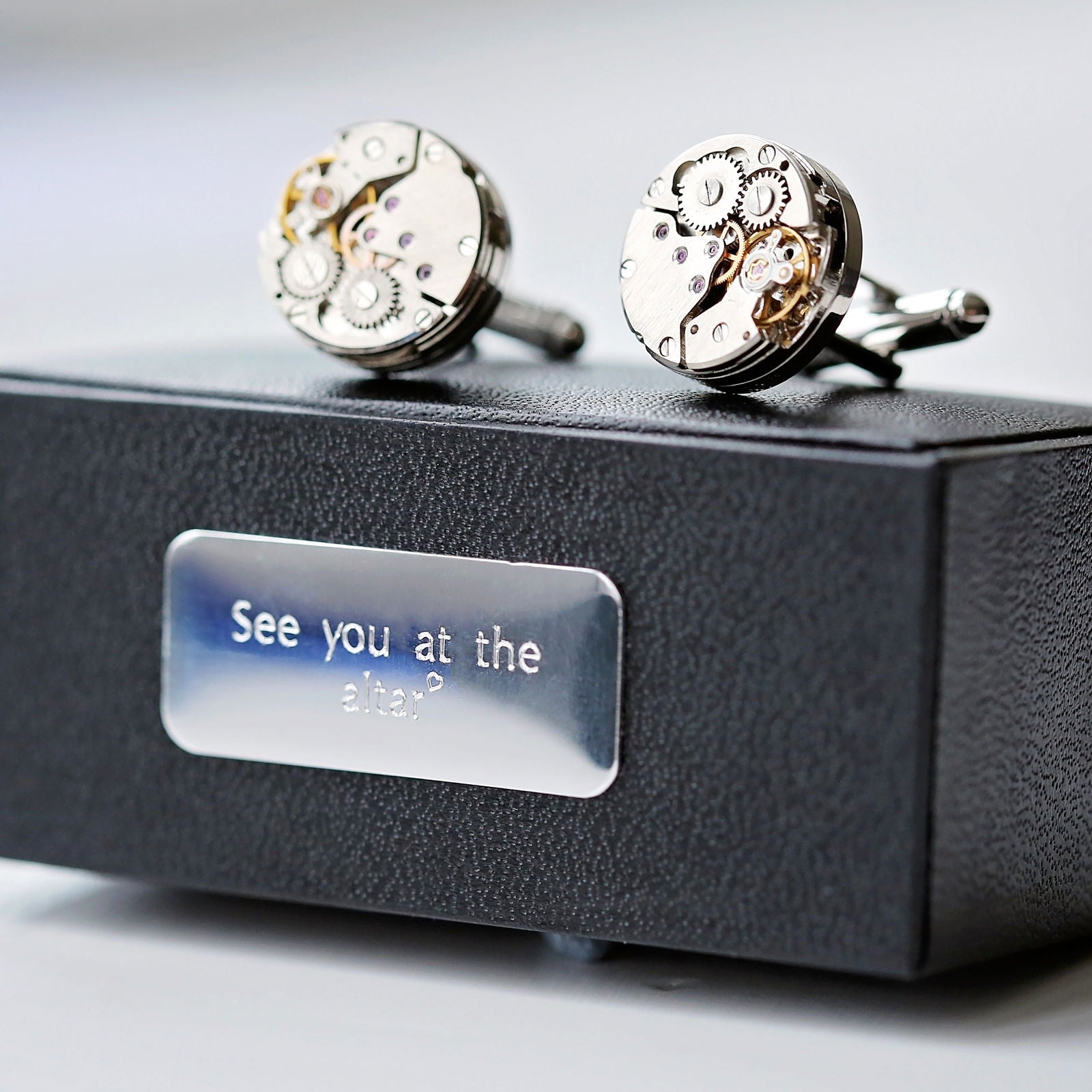 Personalized Gear Movement Cufflinks  Cufflinks Deeply Engraved
