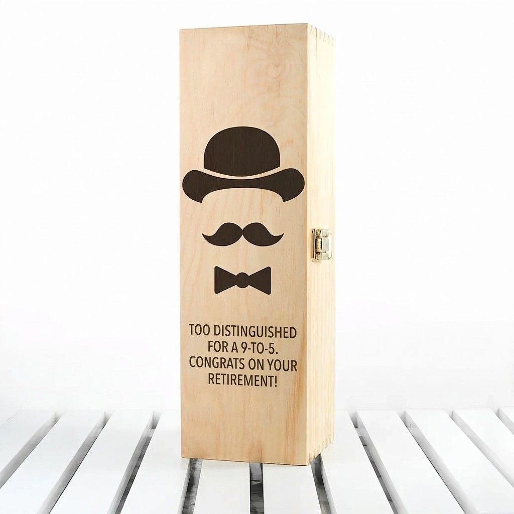 Personalized Gentleman's Retirement Wine Box  Wine Boxes Deeply Engraved