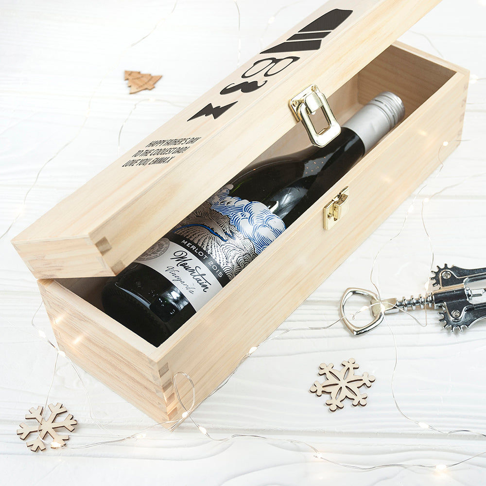 Personalized Gentlemen's Wooden Wine Box  Wine Boxes Deeply Engraved