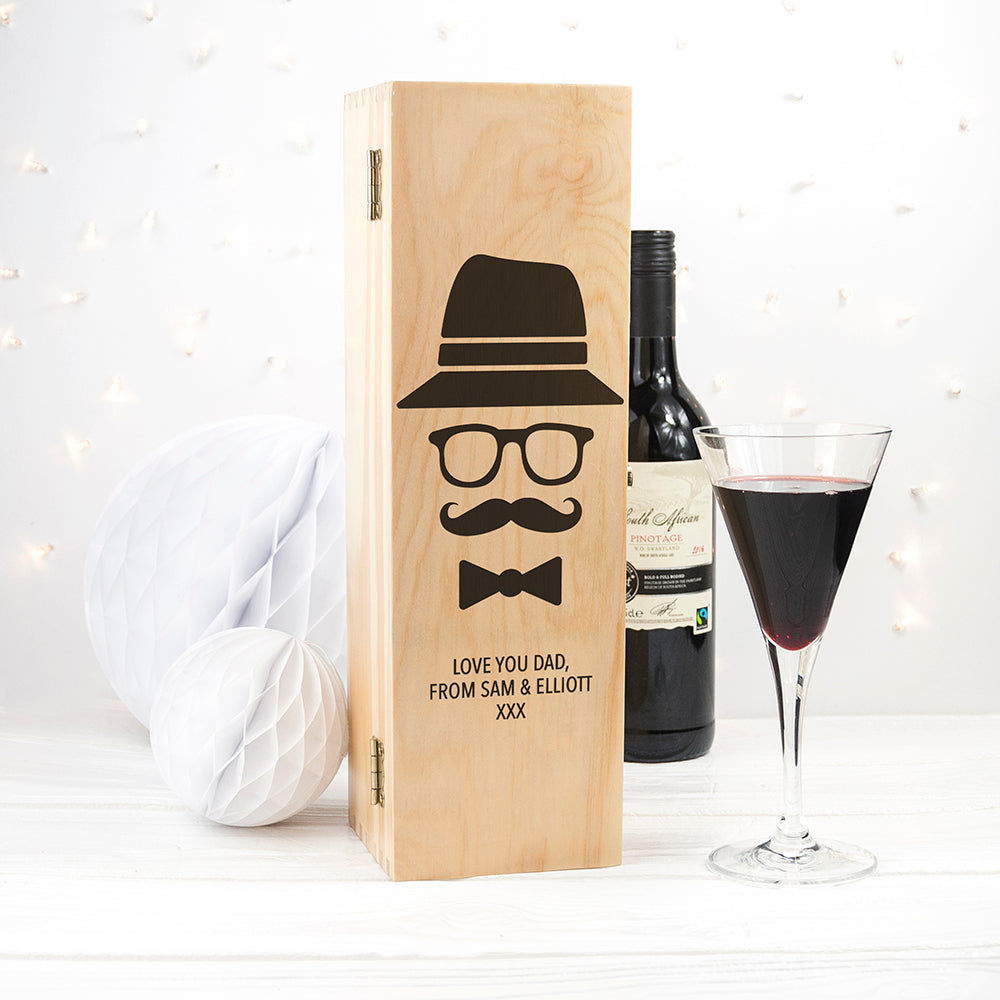 Personalized Gentlemen's Wooden Wine Box  Wine Boxes Deeply Engraved