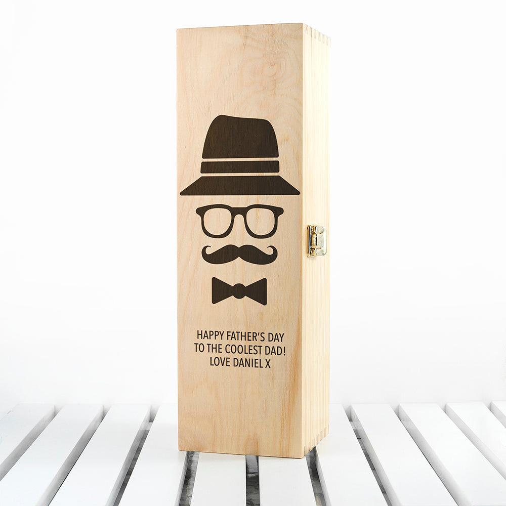 Personalized Gentlemen's Wooden Wine Box  Wine Boxes Deeply Engraved