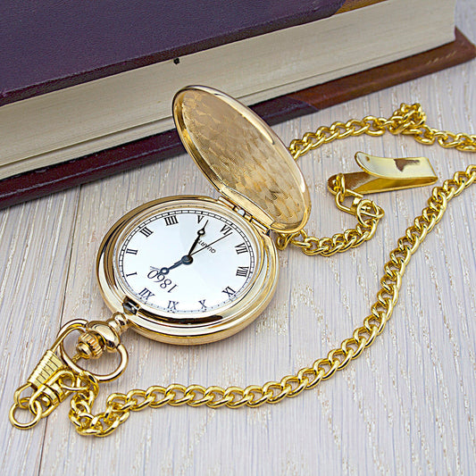 Personalized Gold Groomsman Emblem Pocket Watch  Pocket Watches Deeply Engraved