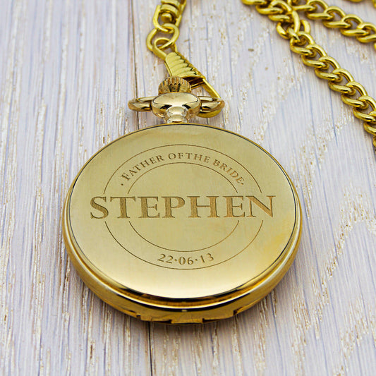Personalized Gold Groomsman Emblem Pocket Watch  Pocket Watches Deeply Engraved