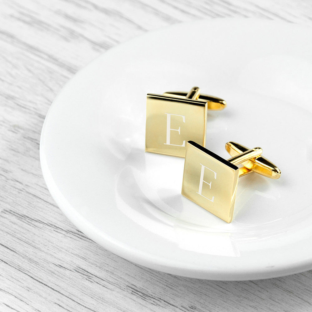 Personalized Gold Plated Square Cufflinks  Cufflinks Deeply Engraved
