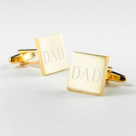 Personalized Gold Plated Square Cufflinks  Cufflinks Deeply Engraved