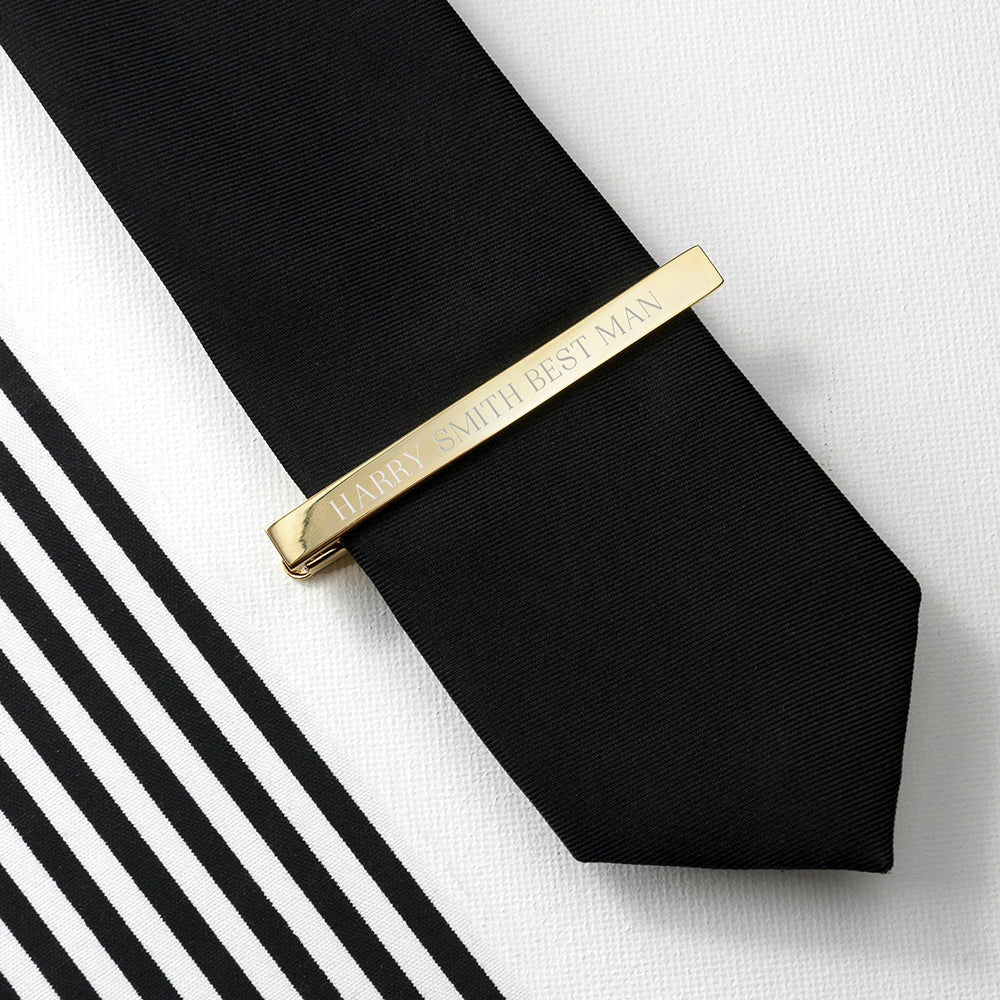 Personalized Gold Plated Tie Clip  Tie Clips Deeply Engraved