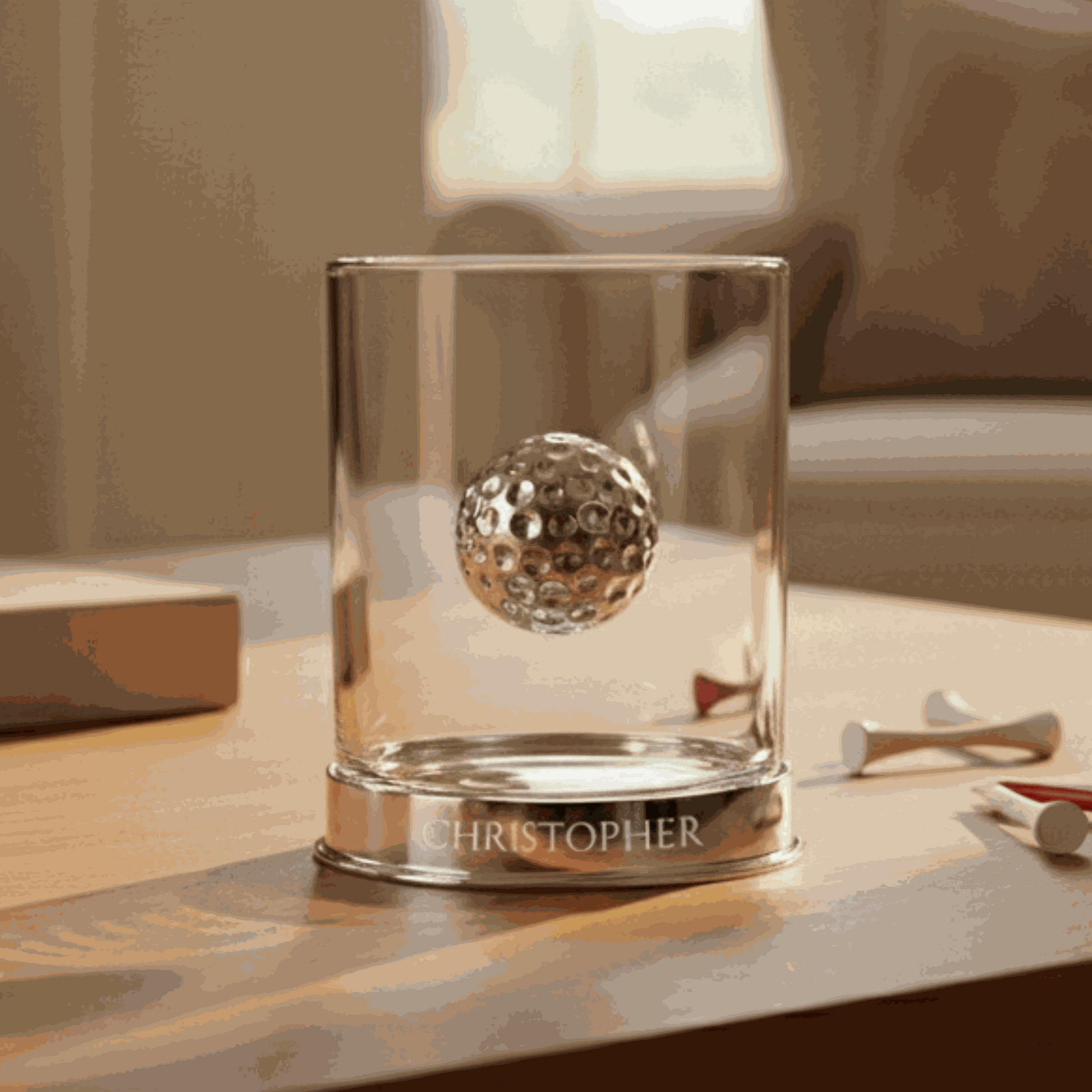 Personalized Golf Whiskey Glass  Glass Tumblers Deeply Engraved