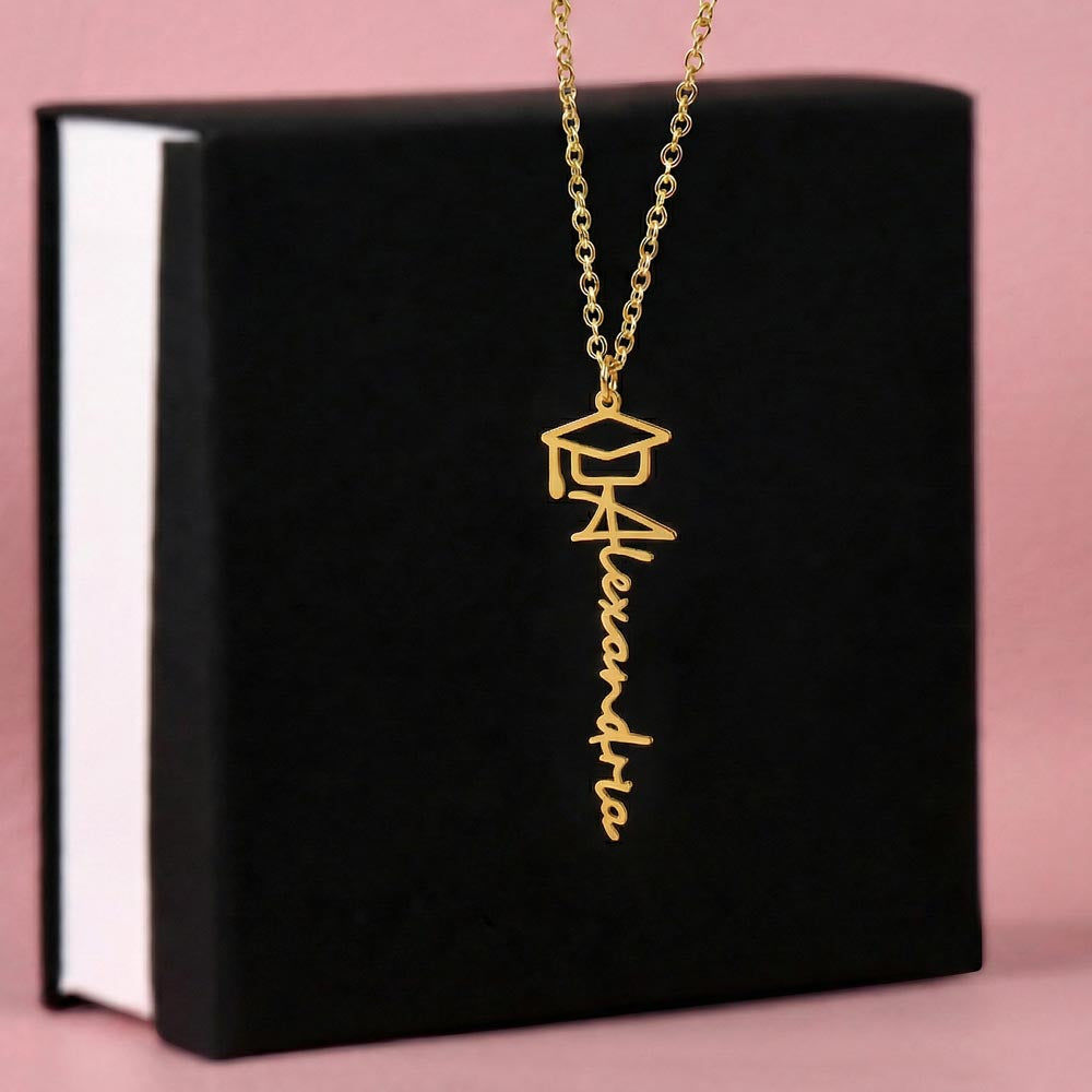 Personalized Graduation Cap Name Necklace  Necklaces Deeply Engraved
