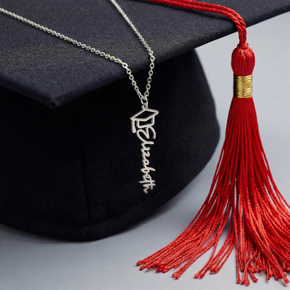 Personalized Graduation Cap Name Necklace  Necklaces Deeply Engraved