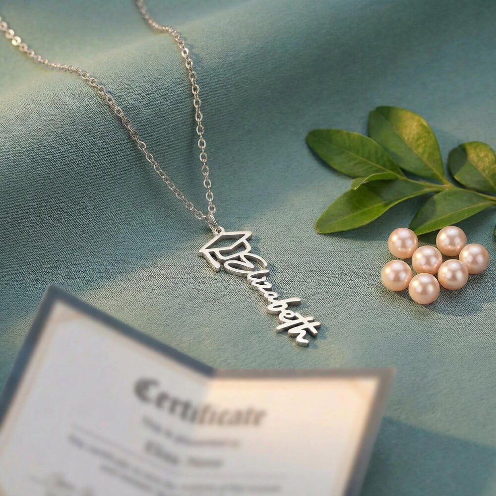 Personalized Graduation Cap Name Necklace  Necklaces Deeply Engraved