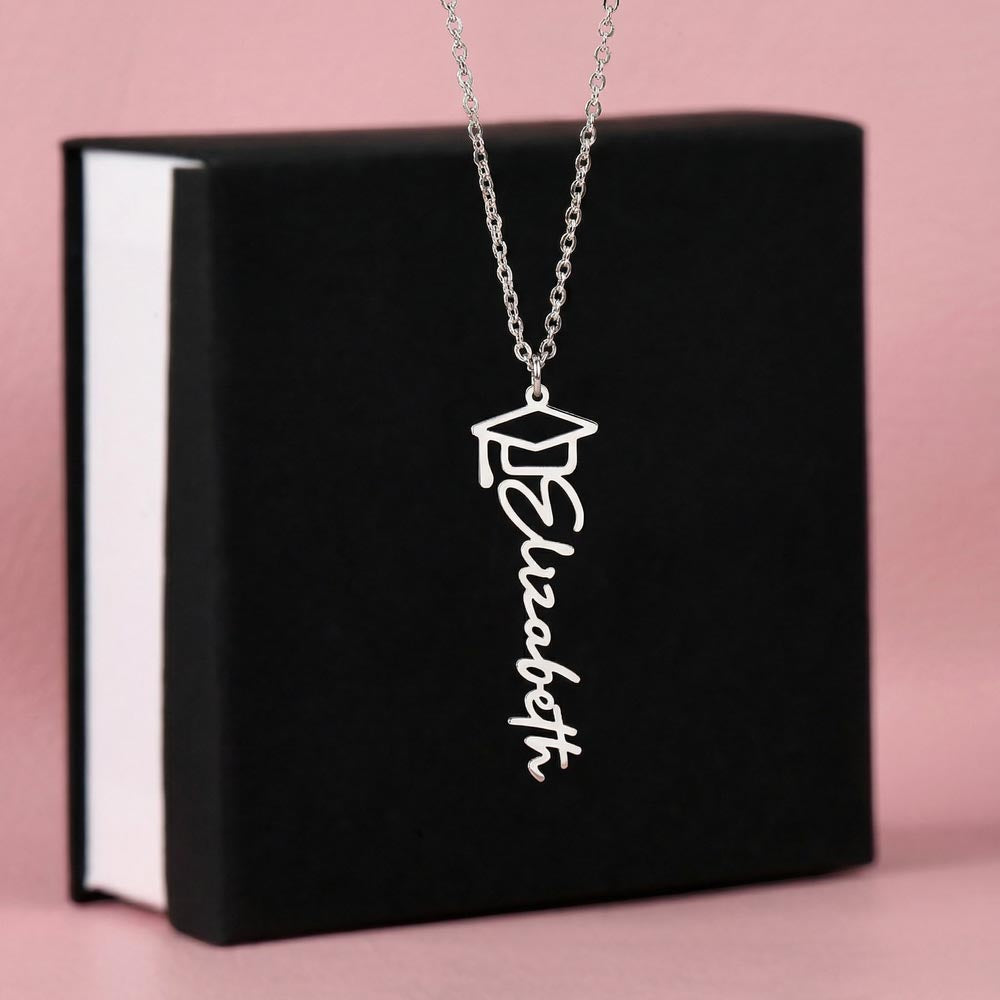 Personalized Graduation Cap Name Necklace  Necklaces Deeply Engraved